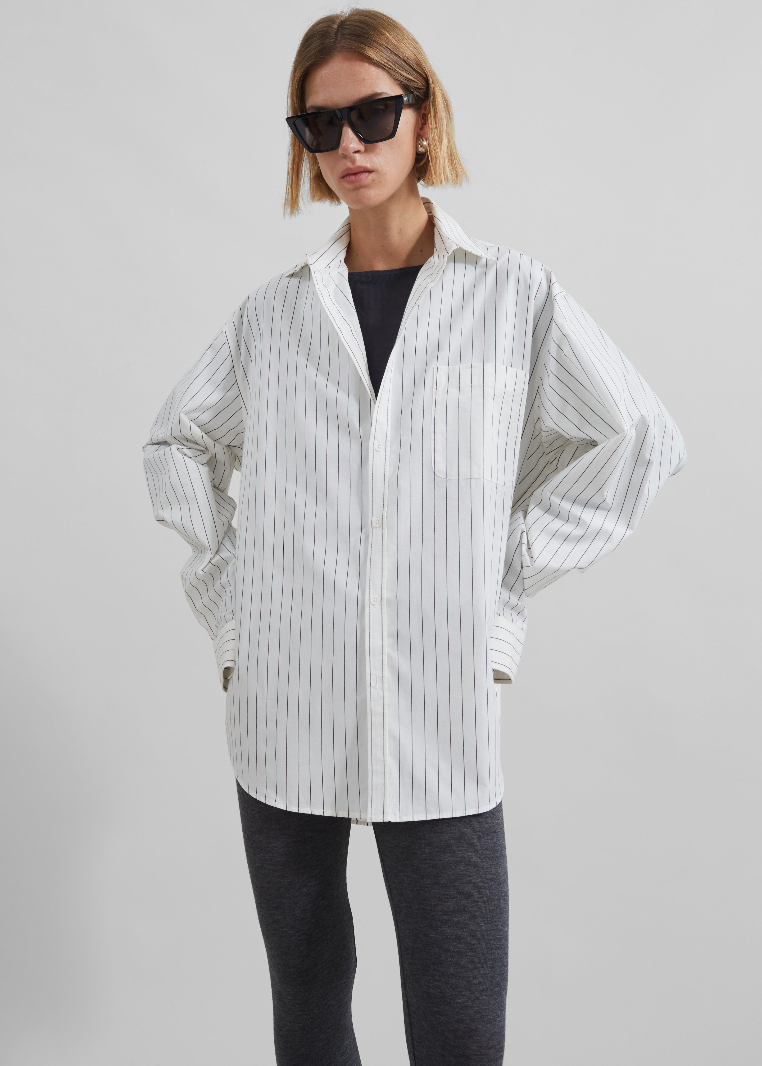 Toria Cotton Shirt - White/Black Stripe - 6