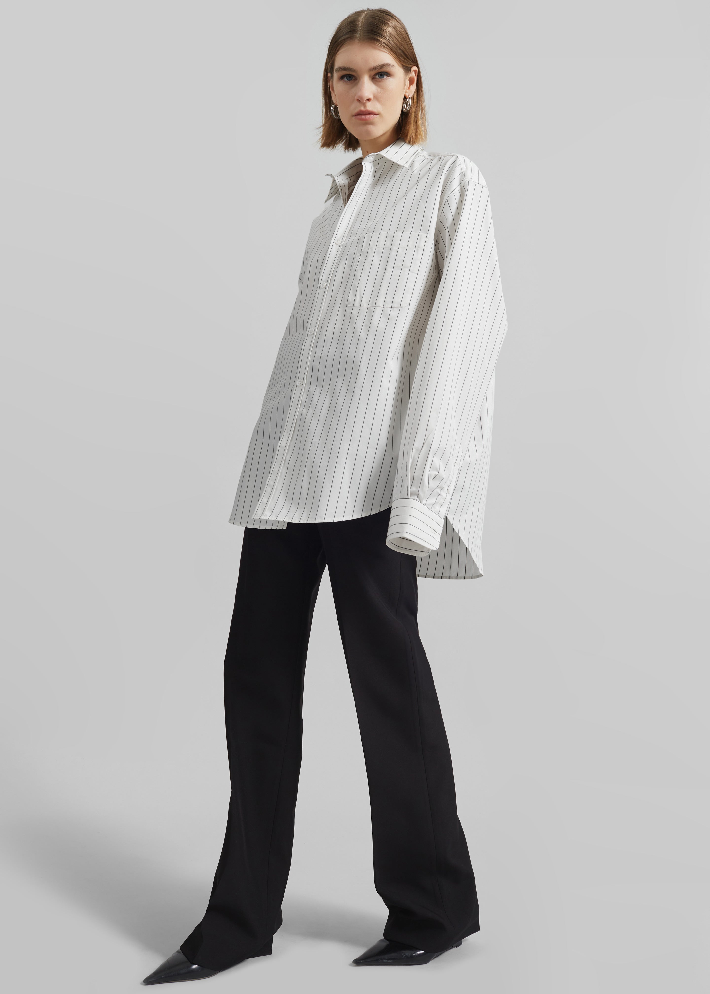 Toria Cotton Shirt - White/Black Stripe - 11