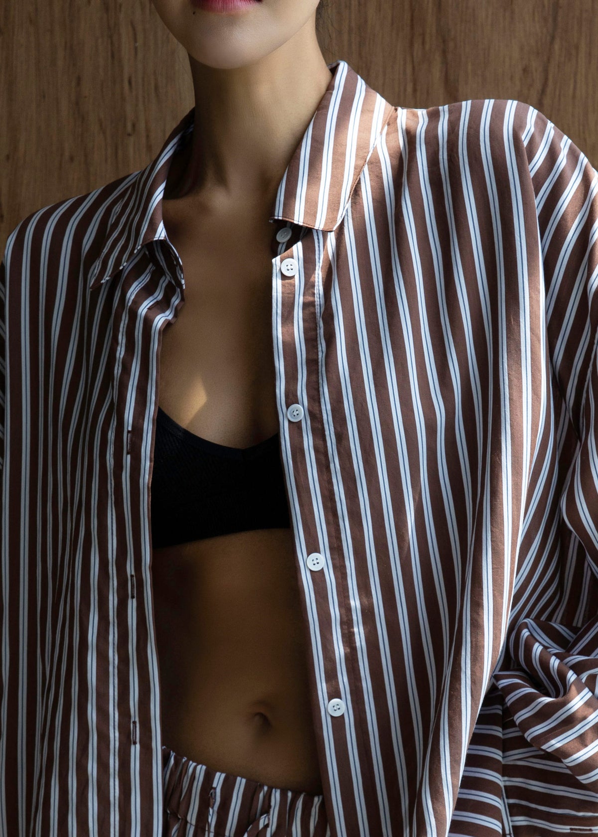 Toscane Oversized Shirt - Brown/White Stripe - 2