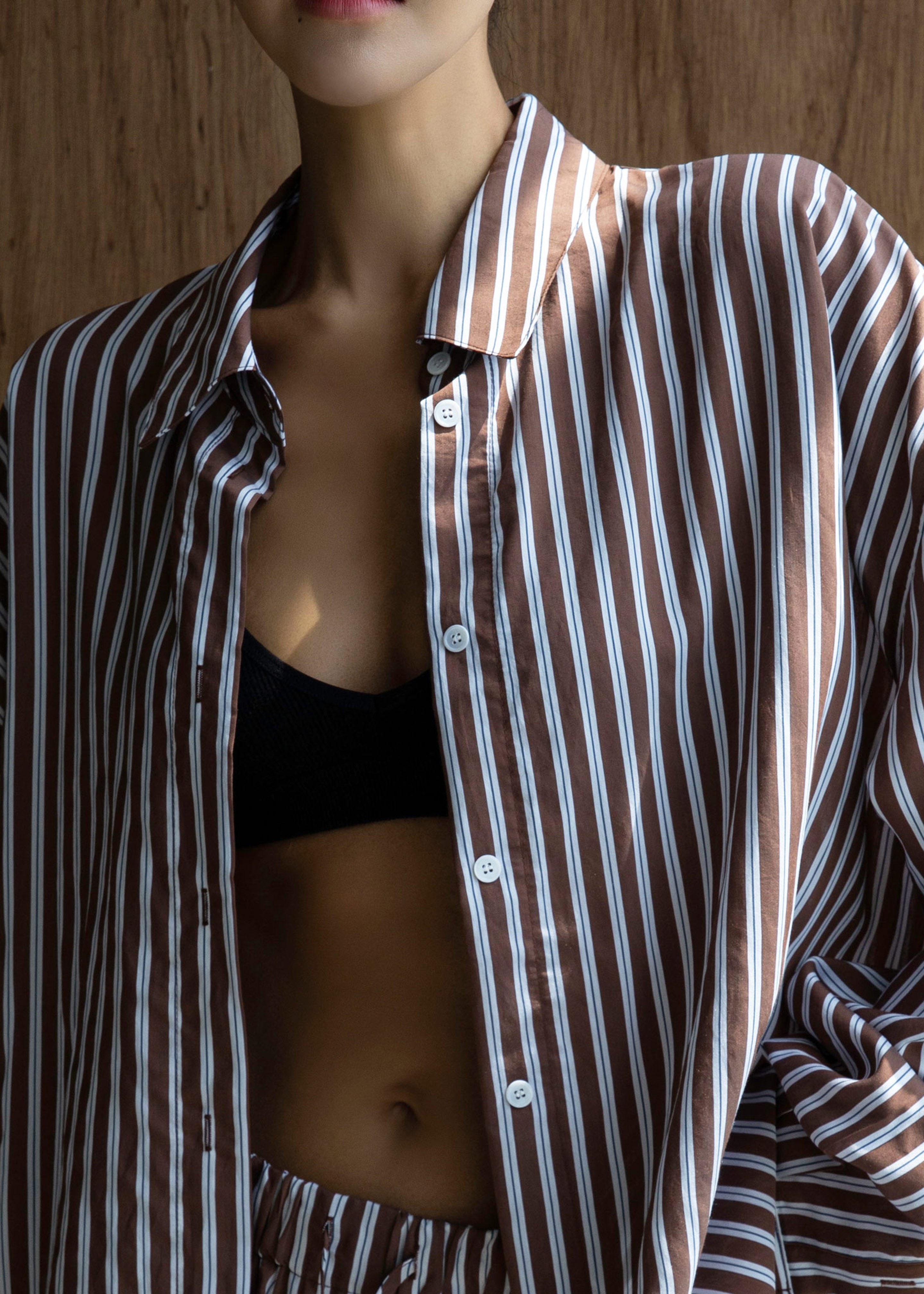 Toscane Oversized Shirt - Brown/White Stripe - 2