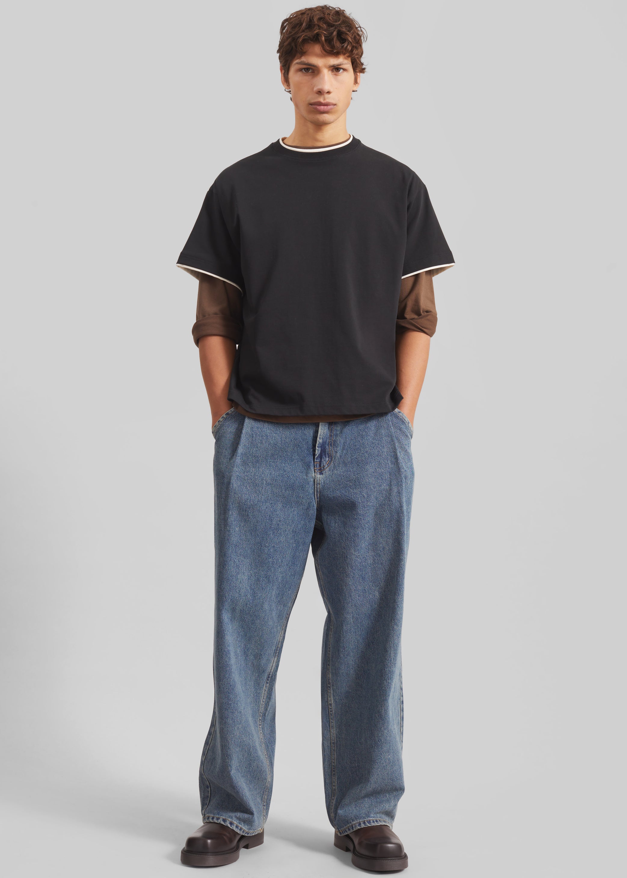 Shop the look image for Trafal Wide Jeans - Blue Wash