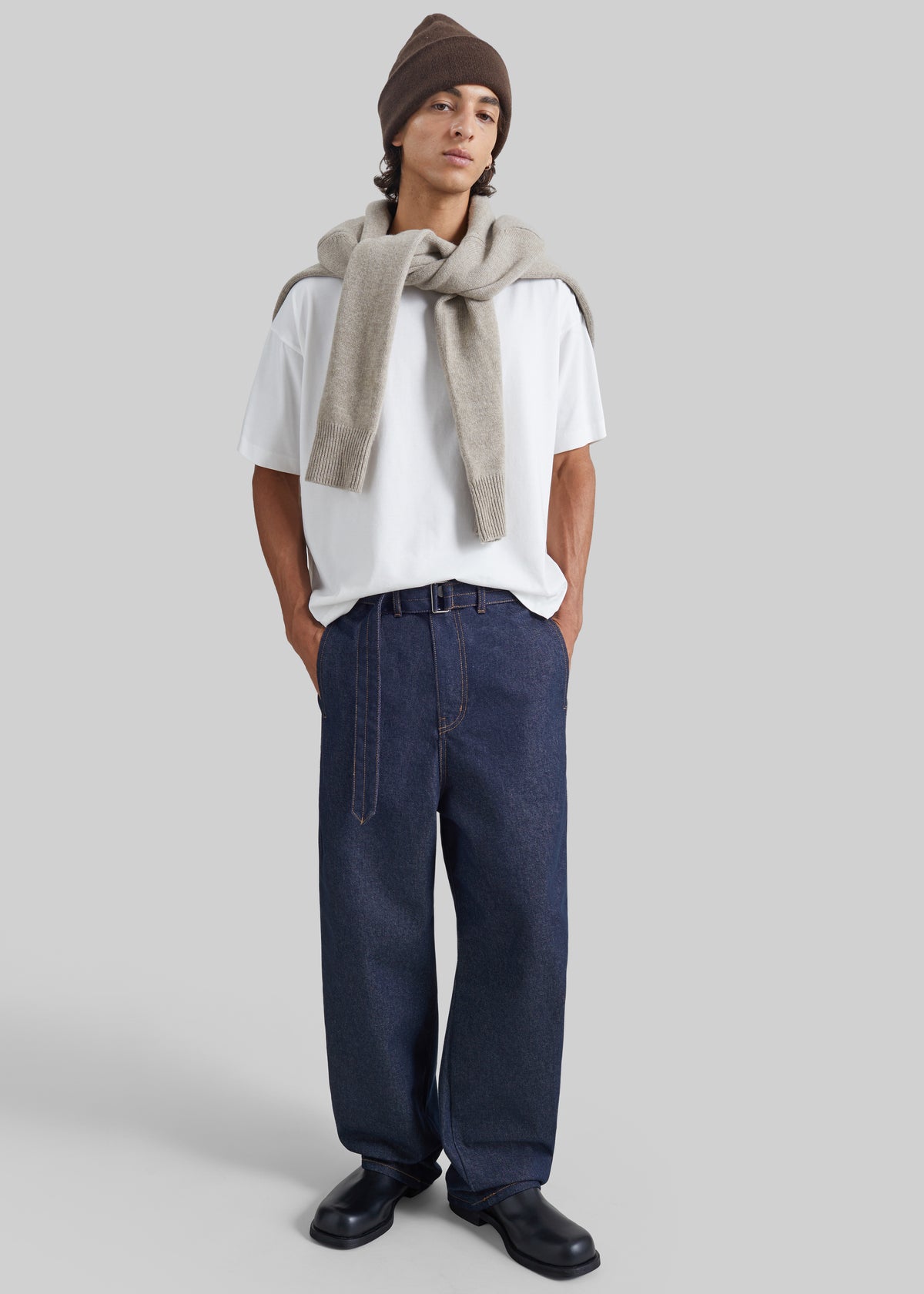 Tregor Belted Wide Jeans - Dark Wash