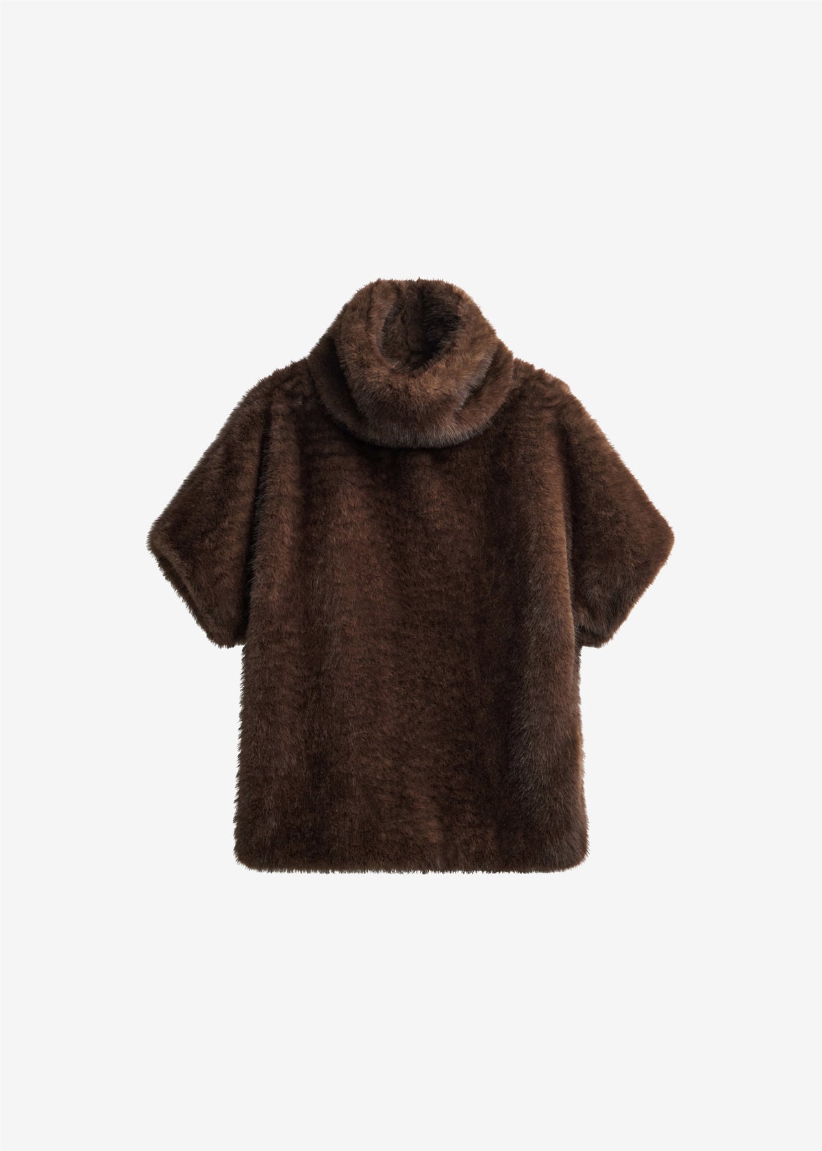 Trento Faux Fur Mock Neck Top - Dark Brown - 6