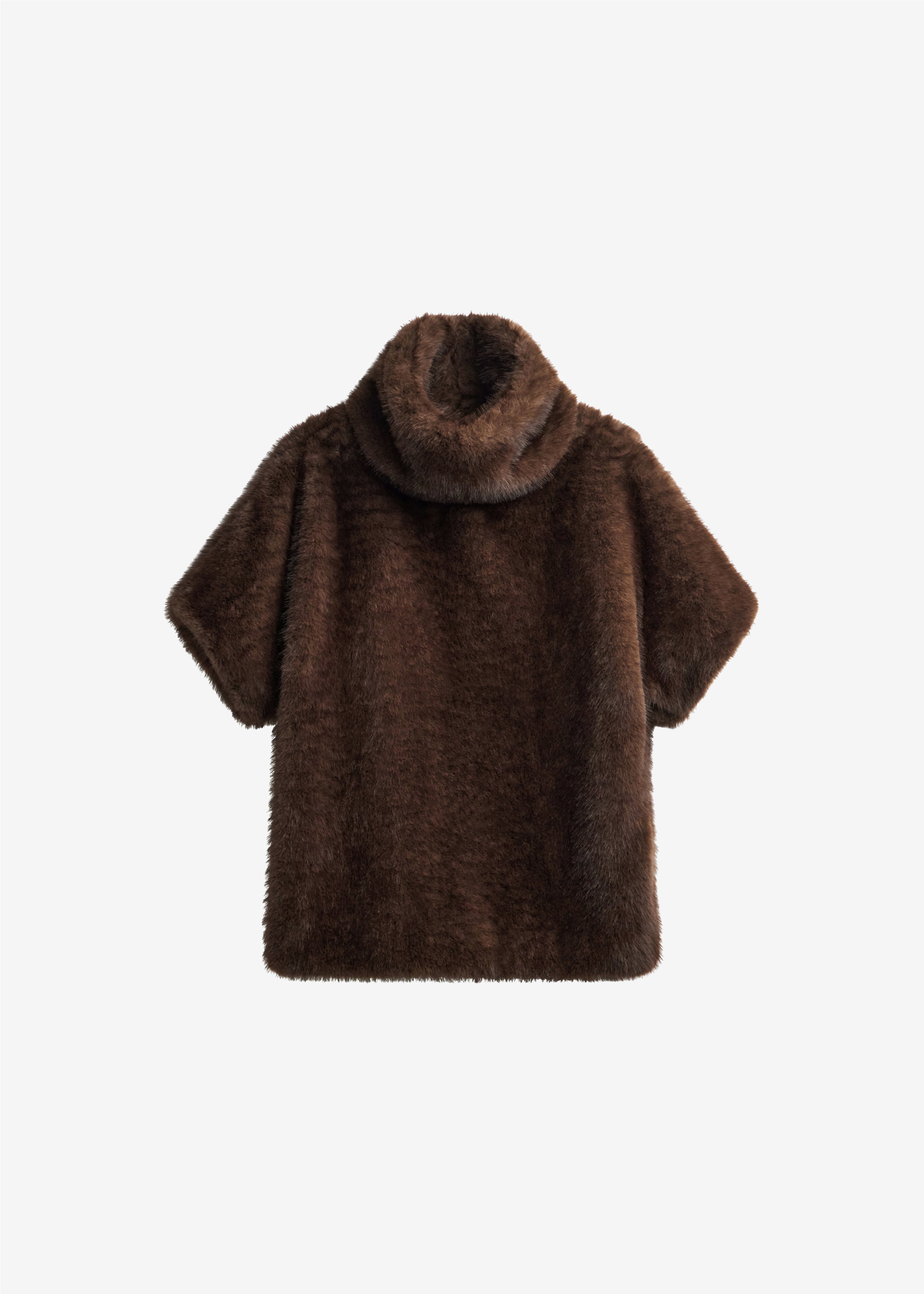 Trento Faux Fur Mock Neck Top - Dark Brown - 6