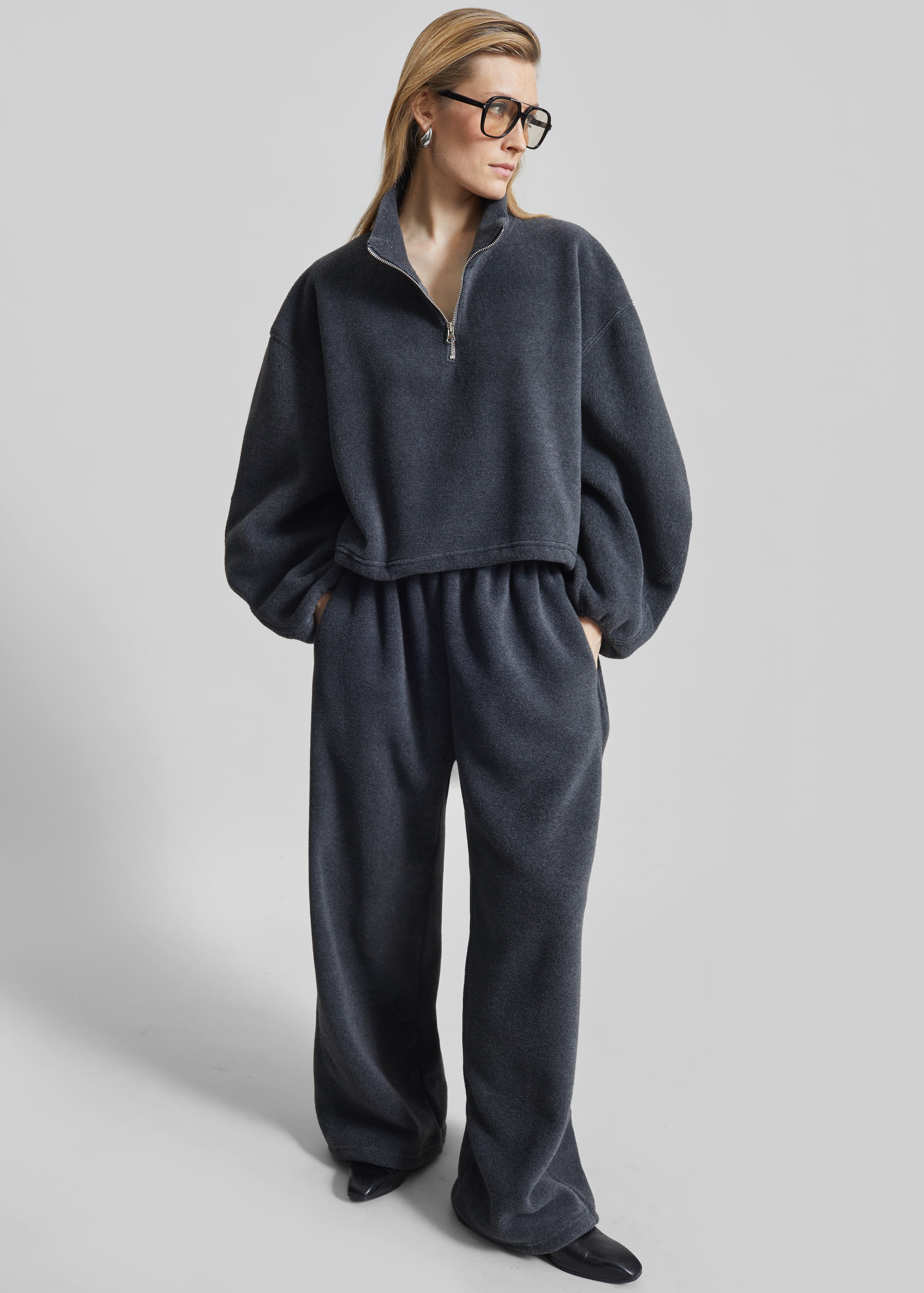 Treveray Fleece Half-Zip Sweatshirt - Dark Grey – The Frankie Shop