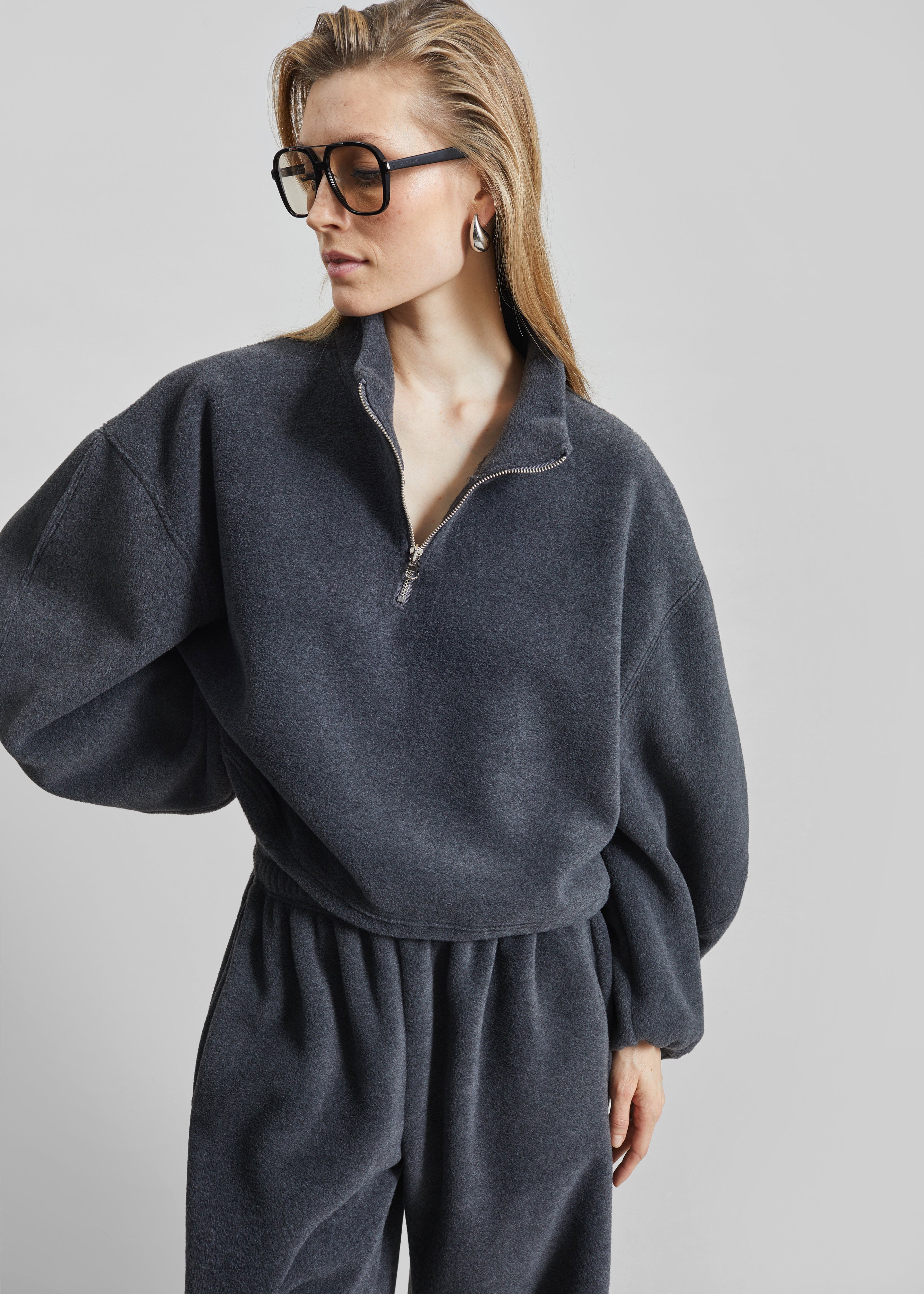 Treveray Fleece Half-Zip Sweatshirt - Dark Grey – The Frankie Shop
