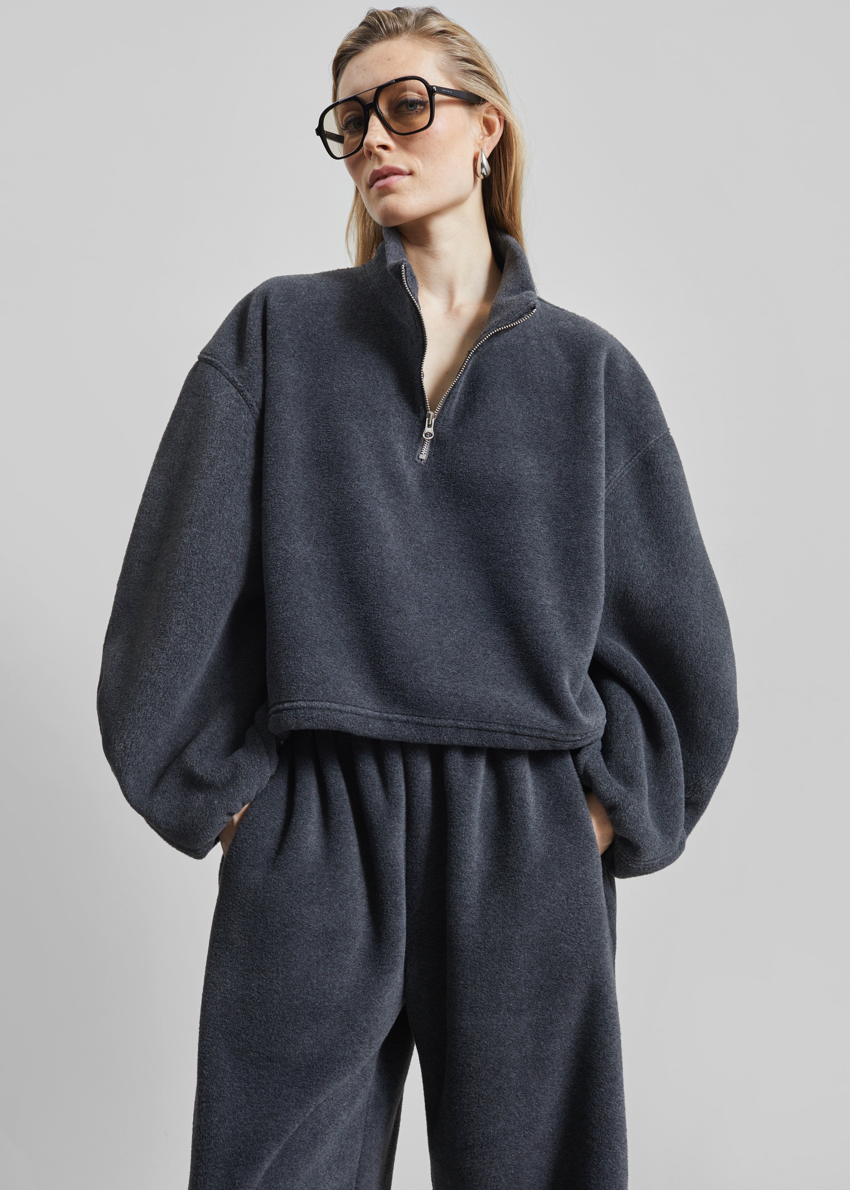 Treveray Fleece Half-Zip Sweatshirt - Dark Grey - 8