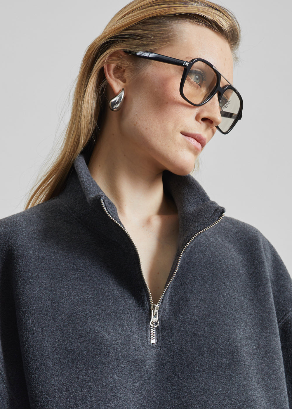 Treveray Fleece Half-Zip Sweatshirt - Dark Grey - 1