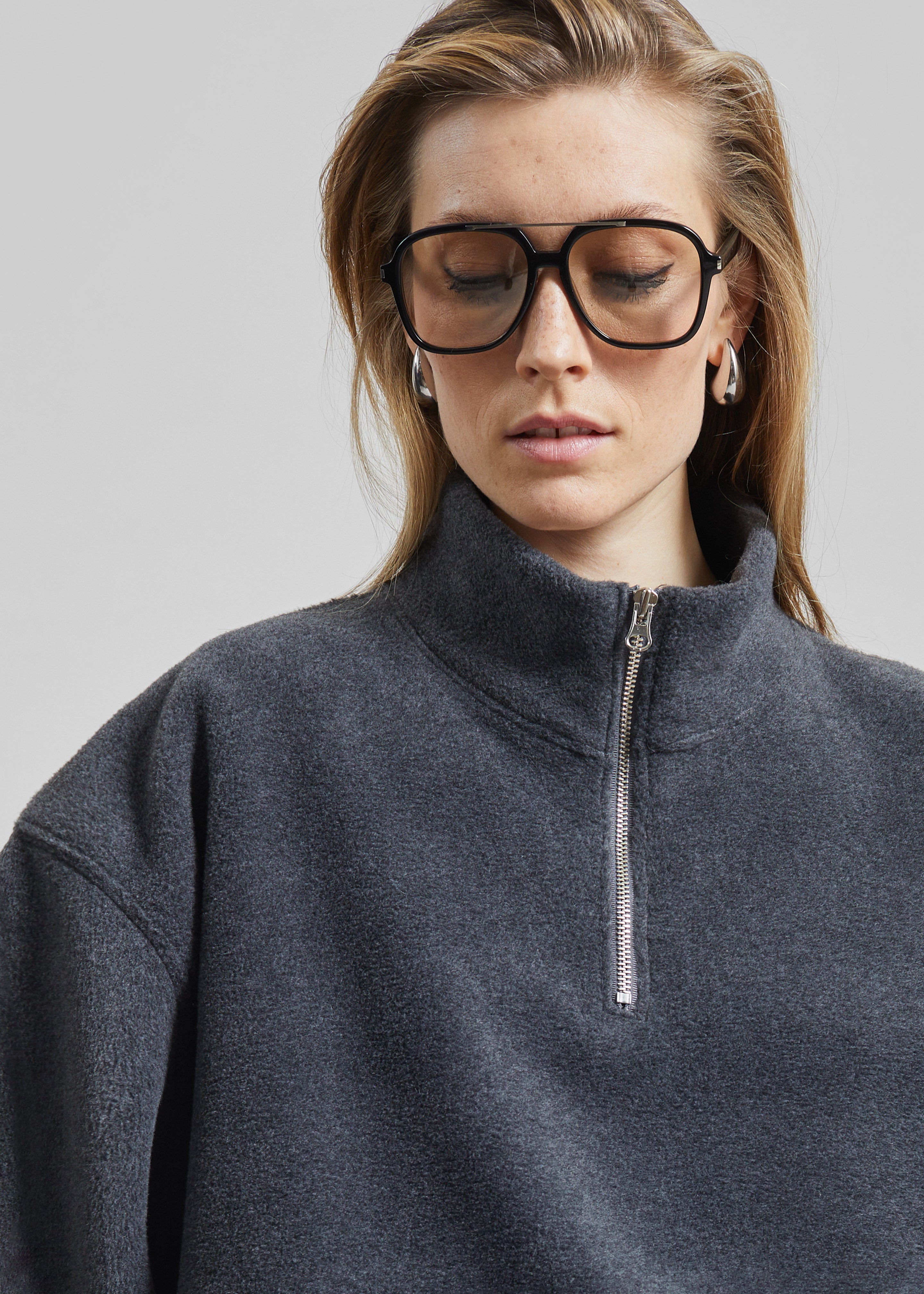 Treveray Fleece Half-Zip Sweatshirt - Dark Grey – The Frankie Shop