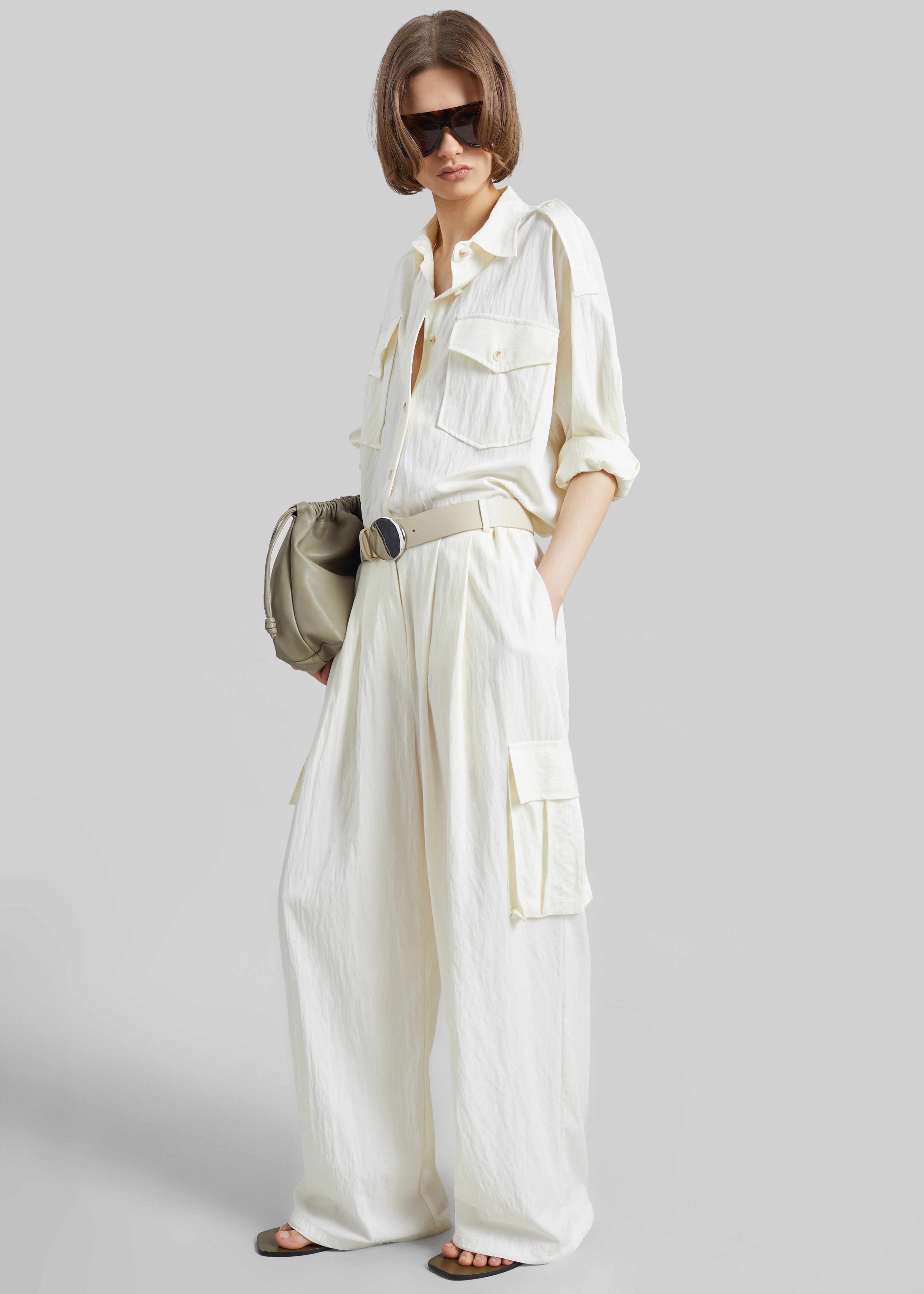 Trevi Textured Cargo Pants - Cream - 1