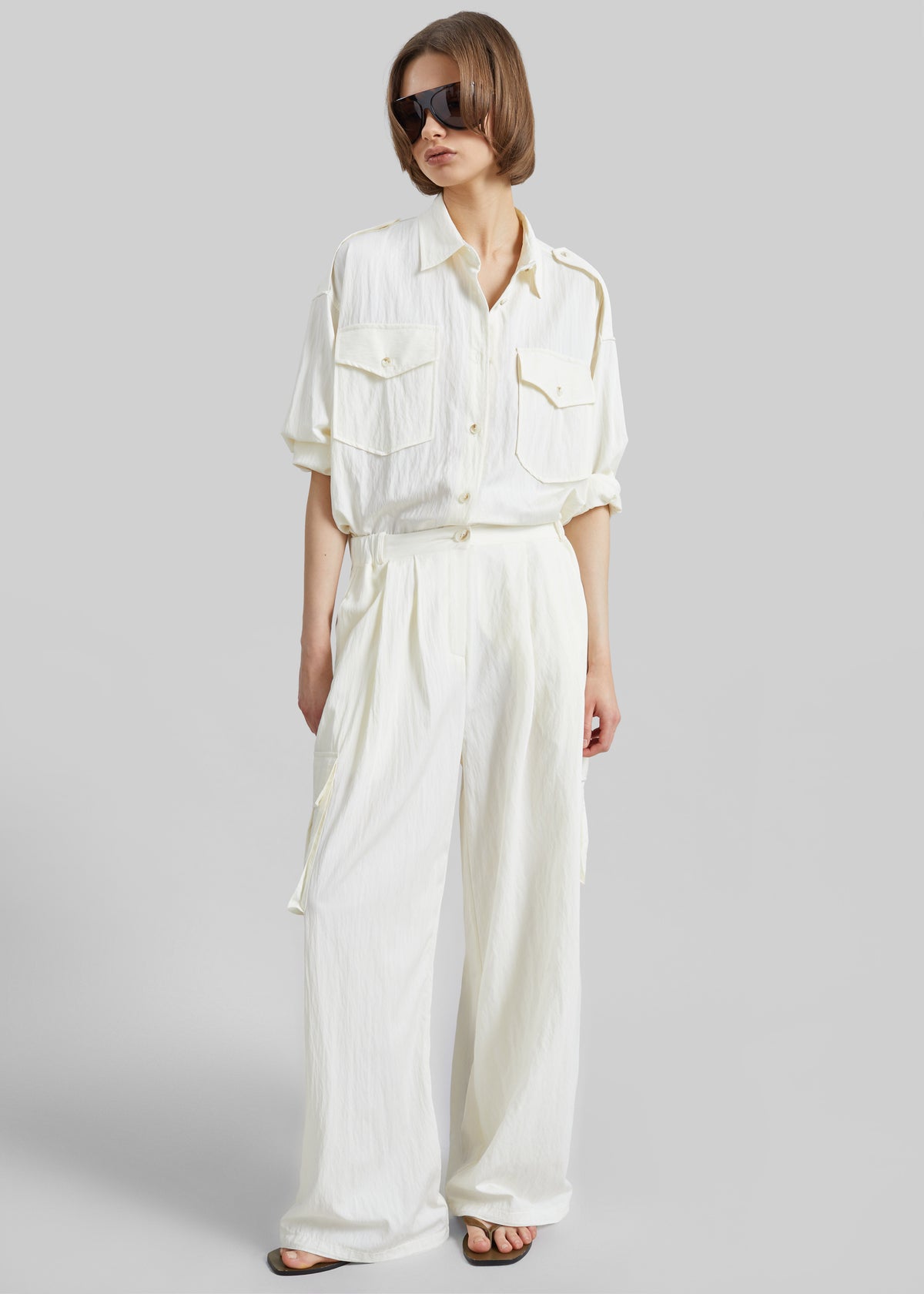 Trevi Textured Cargo Pants - Cream - 6