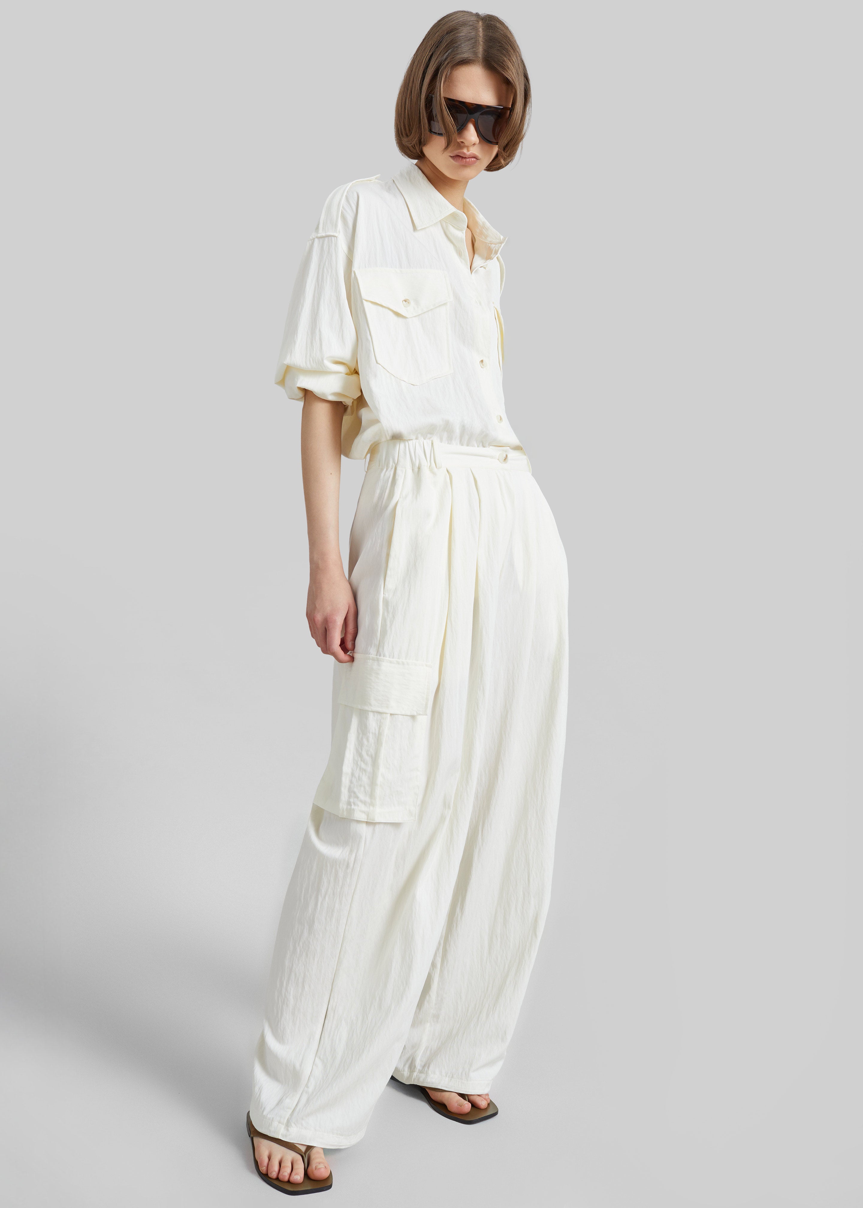 Trevi Textured Cargo Pants - Cream - 5