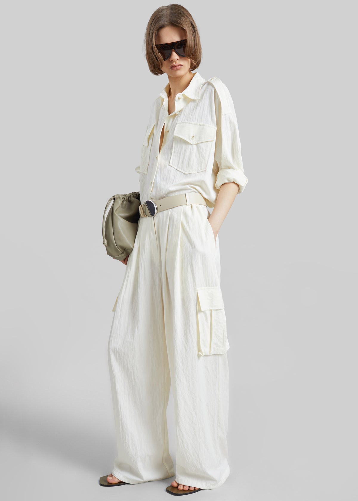 Trevi Textured Cargo Shirt - Cream - 3