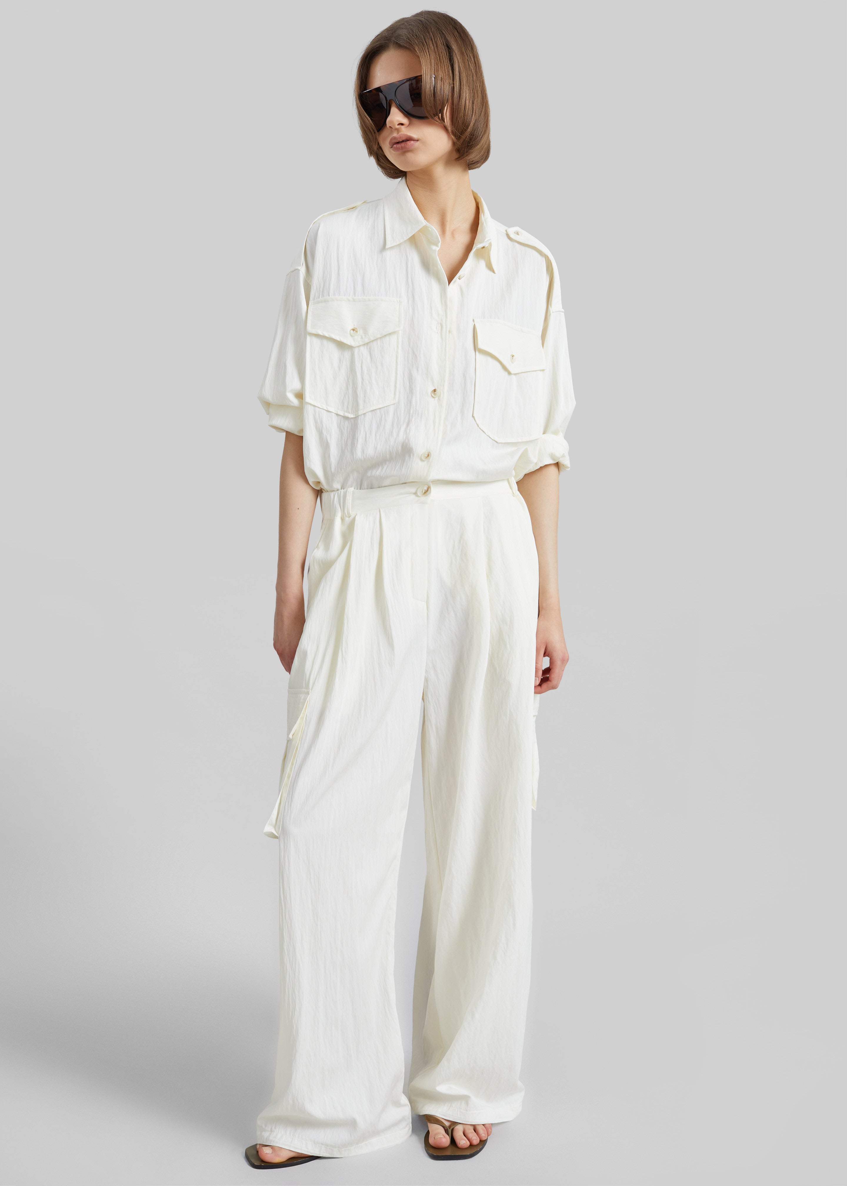 Trevi Textured Cargo Shirt - Cream - 4