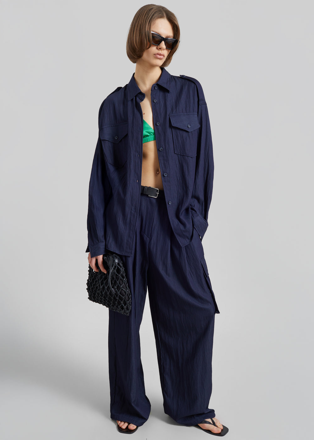 Trevi Textured Cargo Shirt - Navy - 1