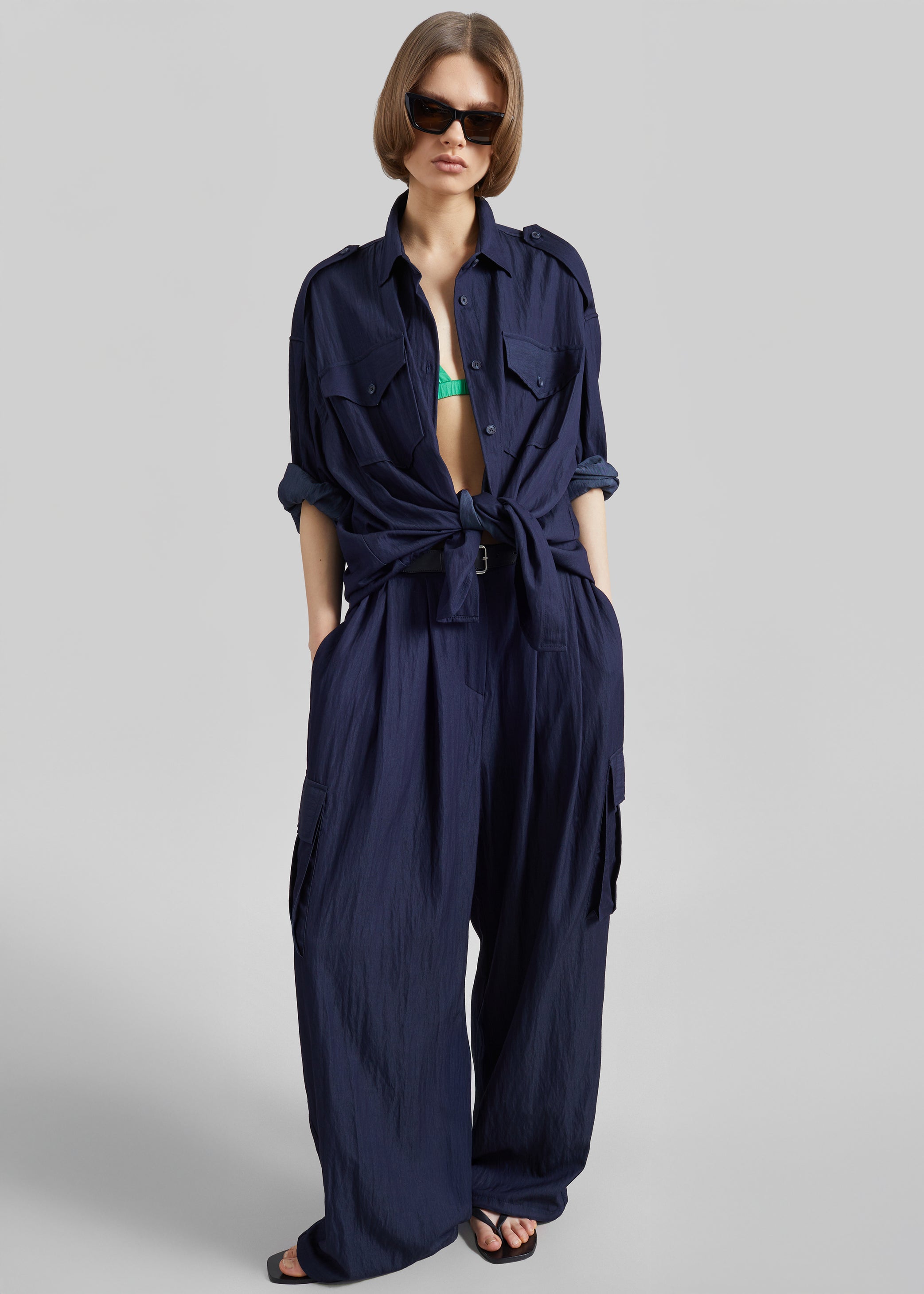 Shop the look image for Trevi Textured Cargo Pants - Navy