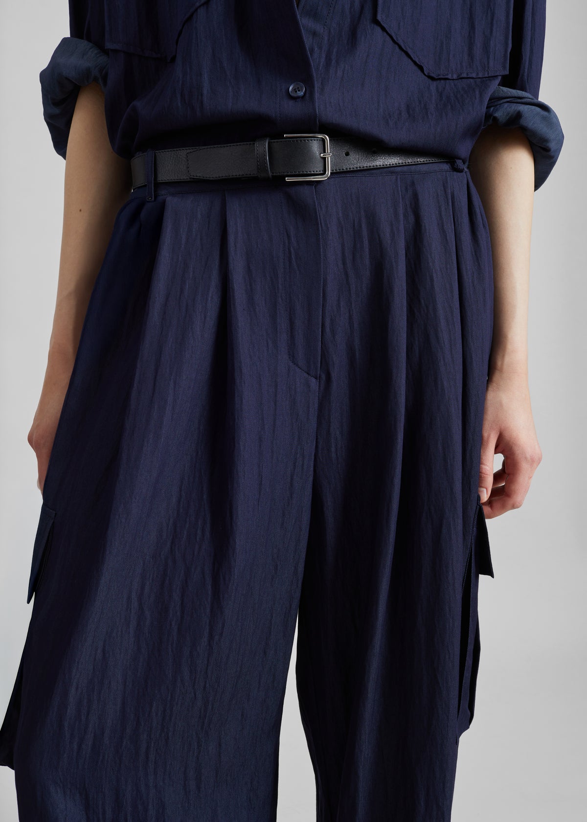 Trevi Textured Cargo Pants - Navy - 4