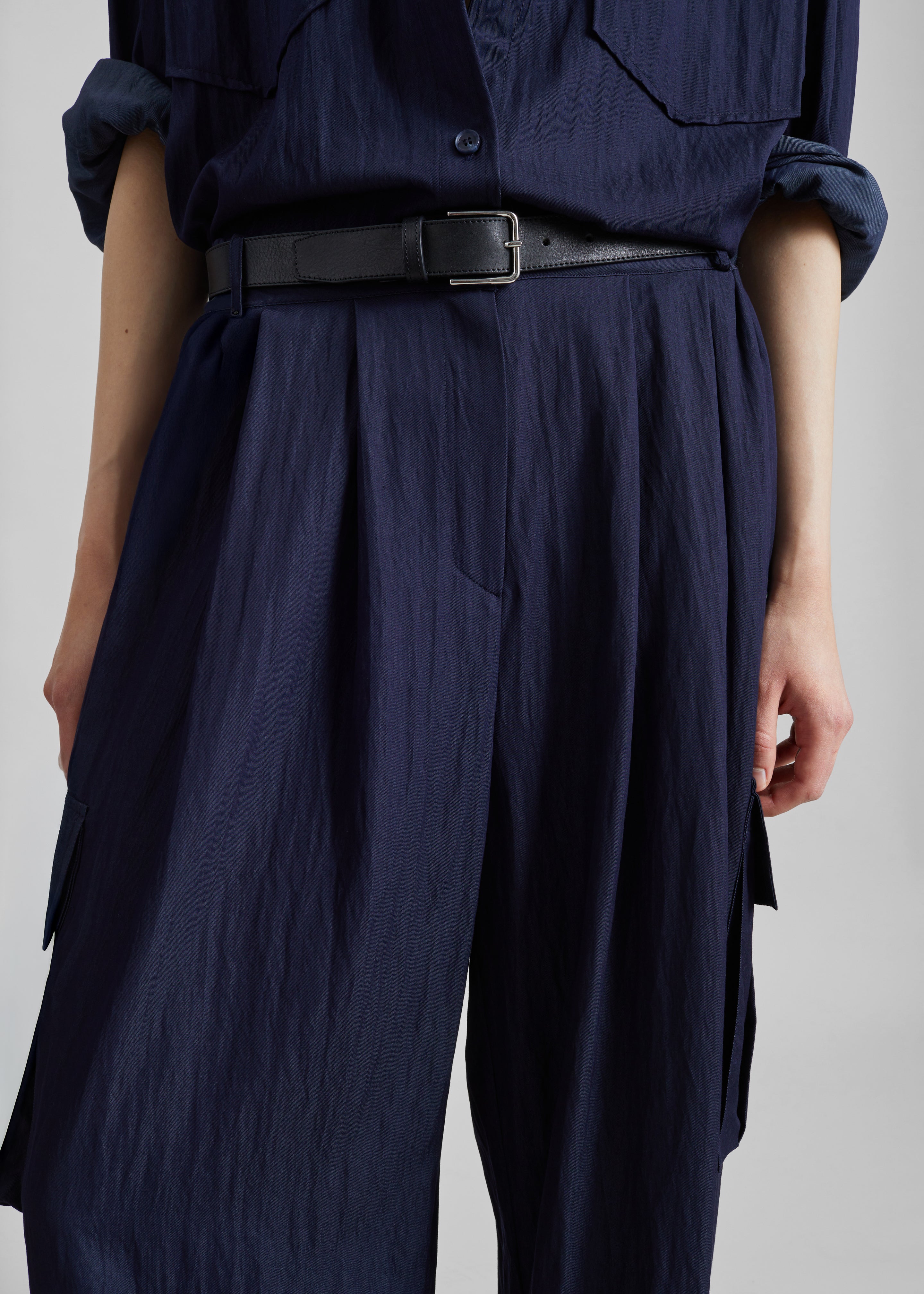 Trevi Textured Cargo Pants - Navy - 4