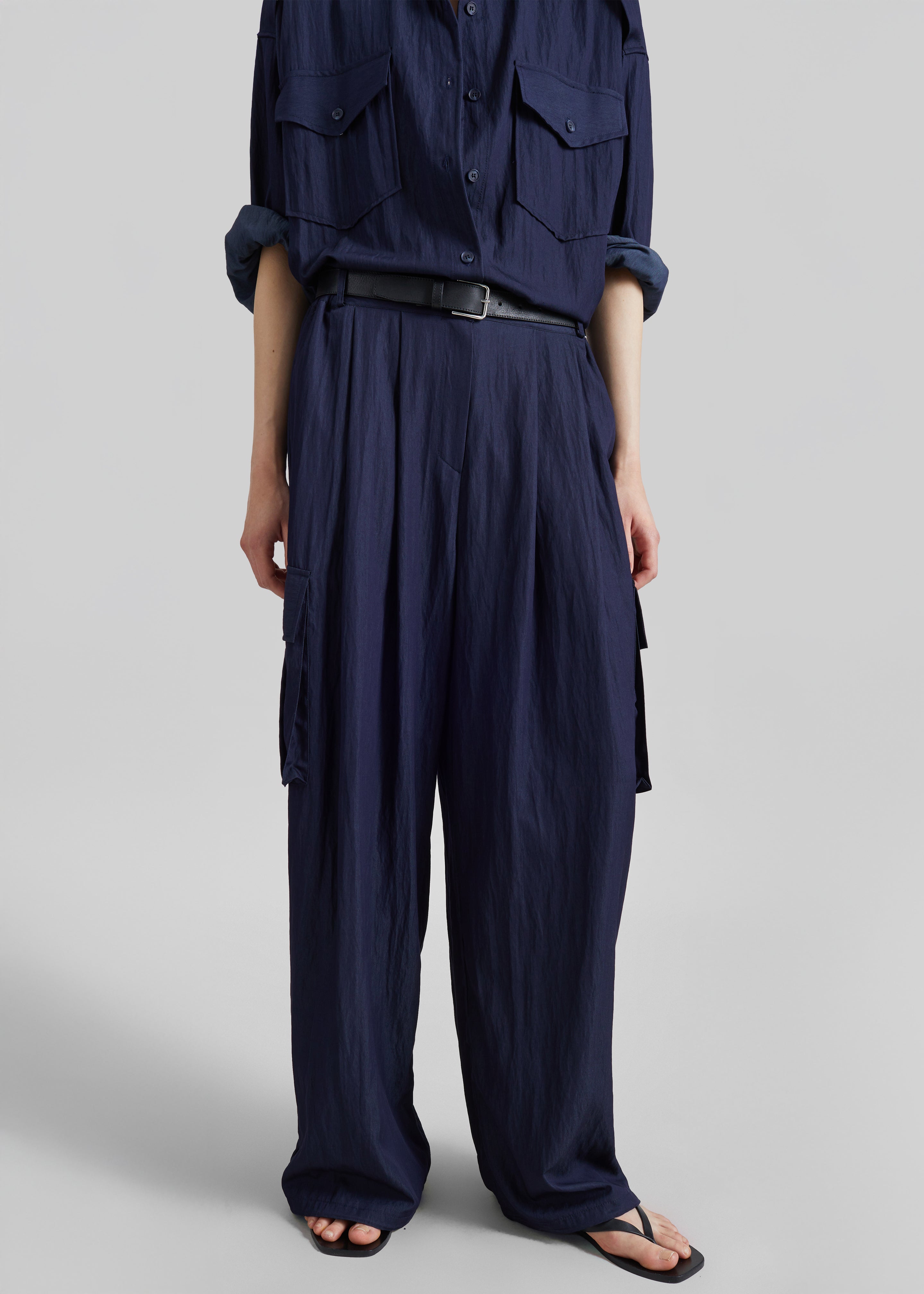 Trevi Textured Cargo Pants - Navy - 2