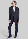 Trevis Chevron Collarless Blazer - Black