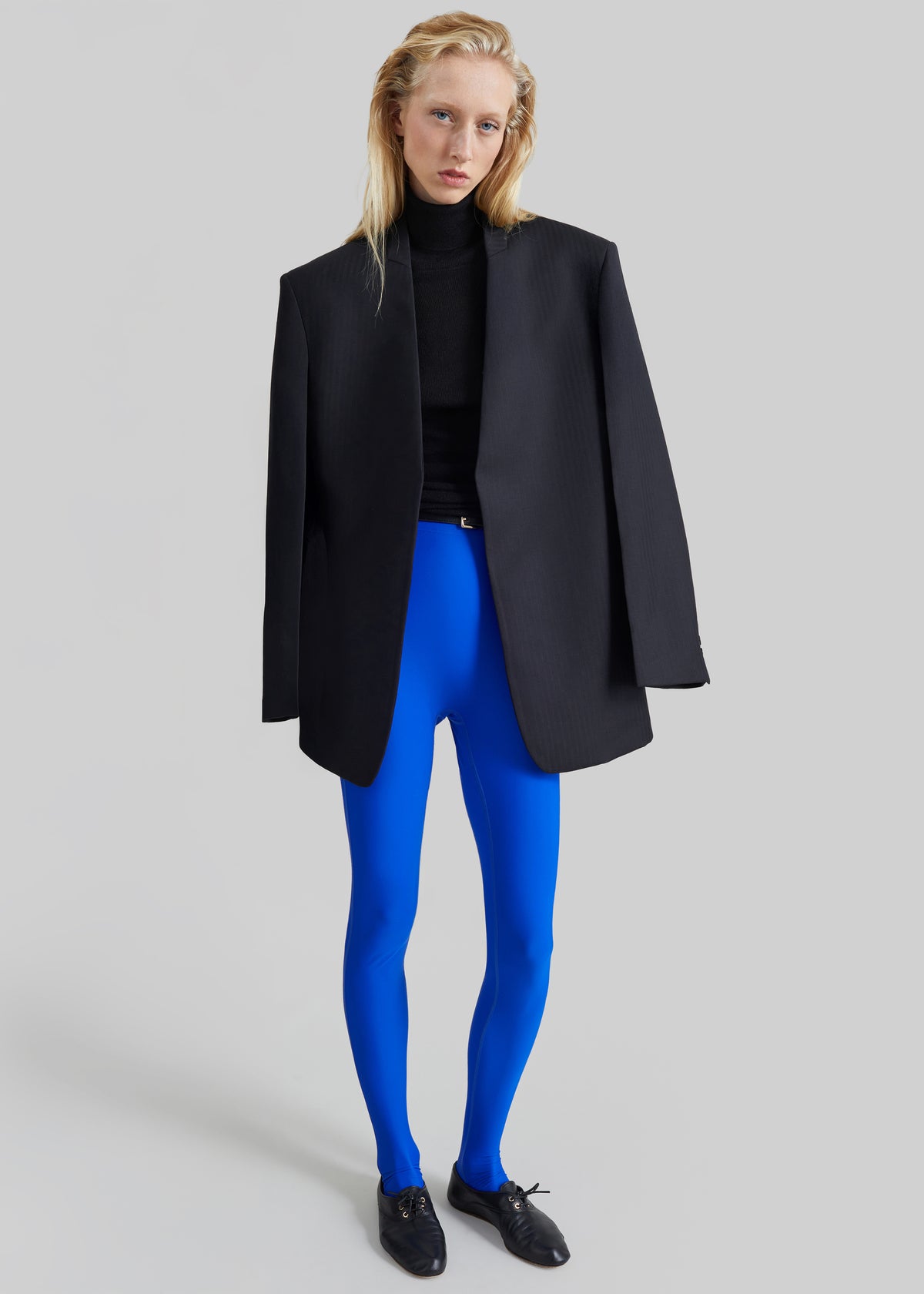 Trevis Chevron Collarless Blazer - Black