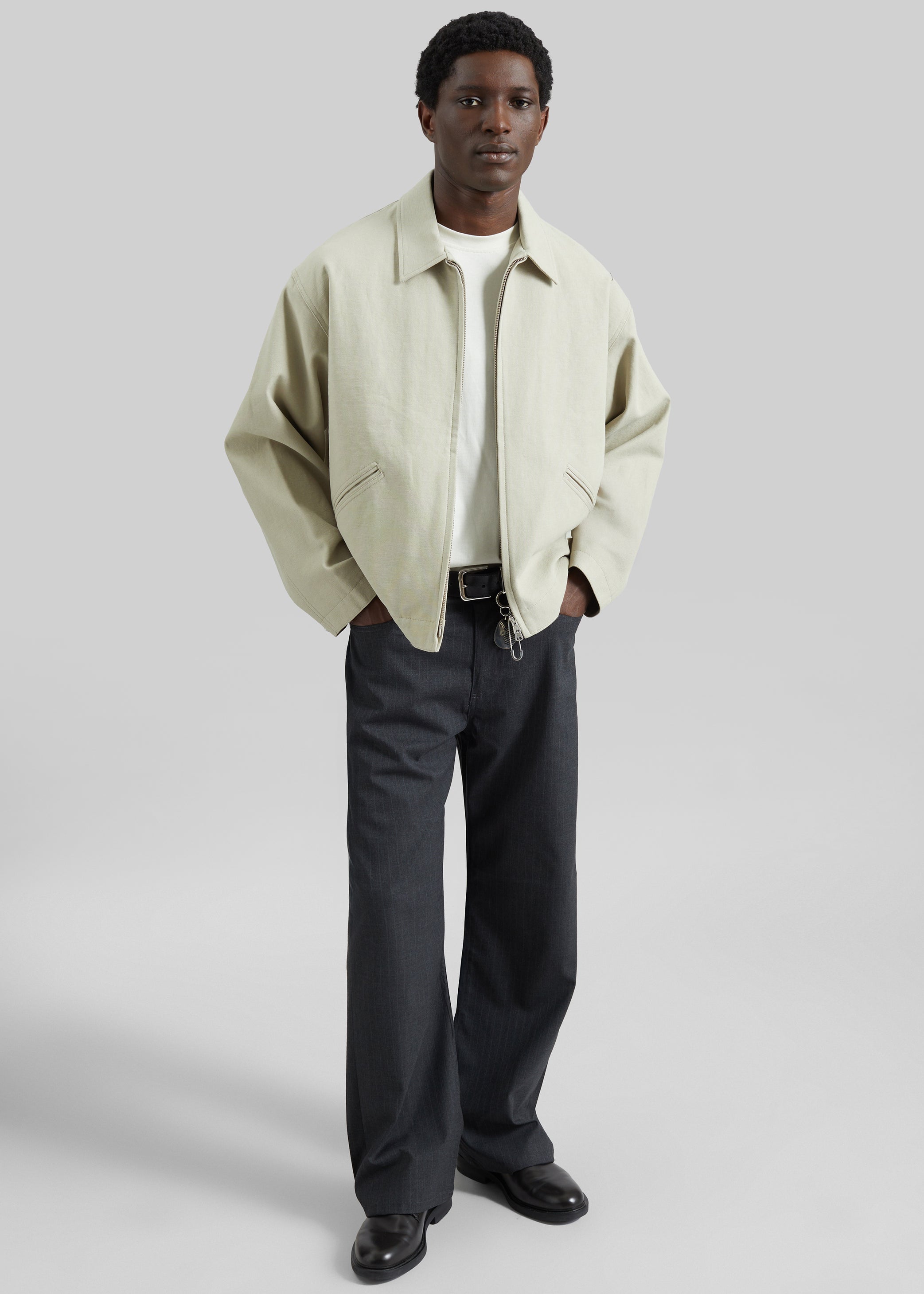Shop the look image for Trieste Straight Pants - Charcoal Pinstripe
