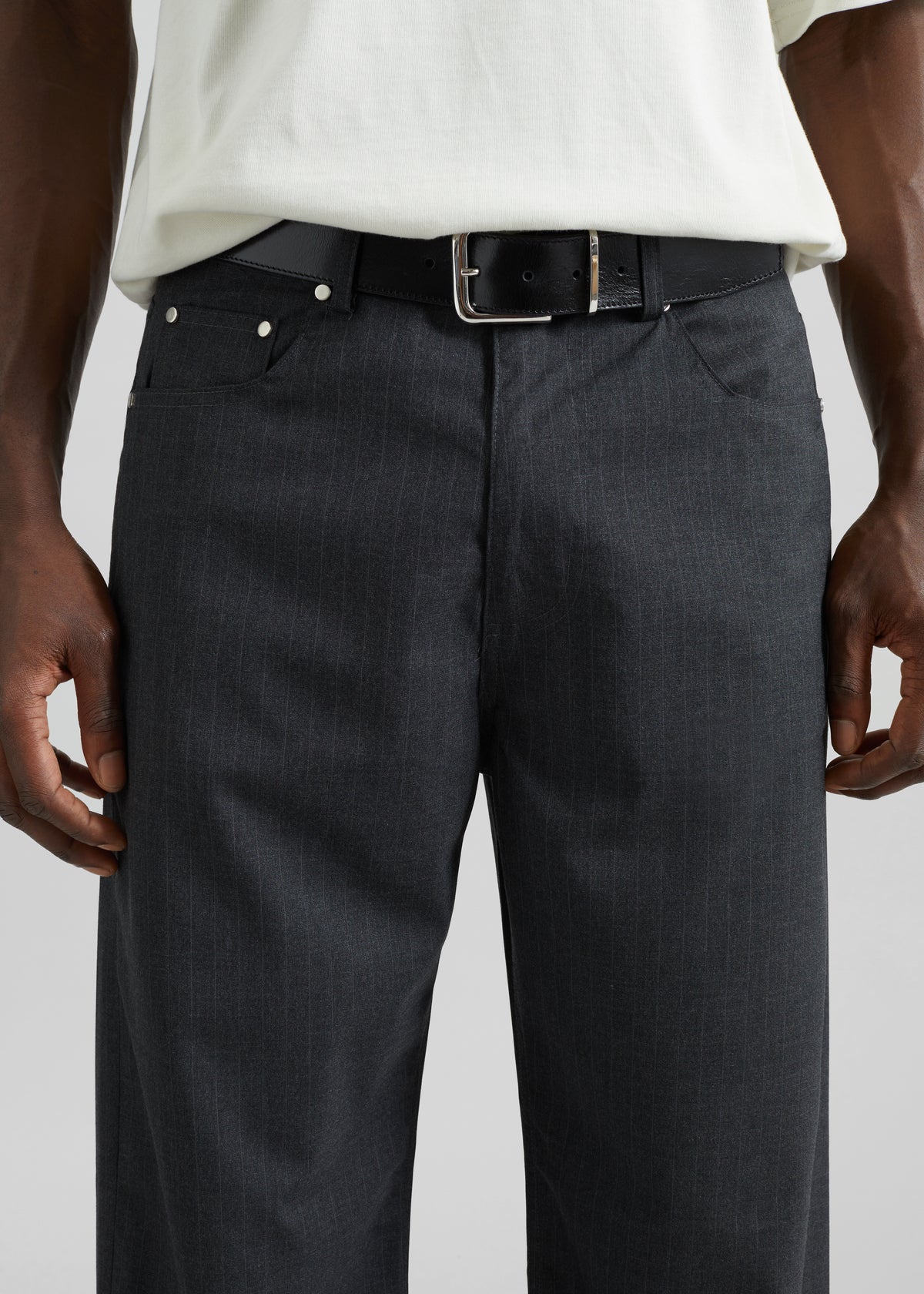 Trieste Straight Pants - Charcoal Pinstripe - 4