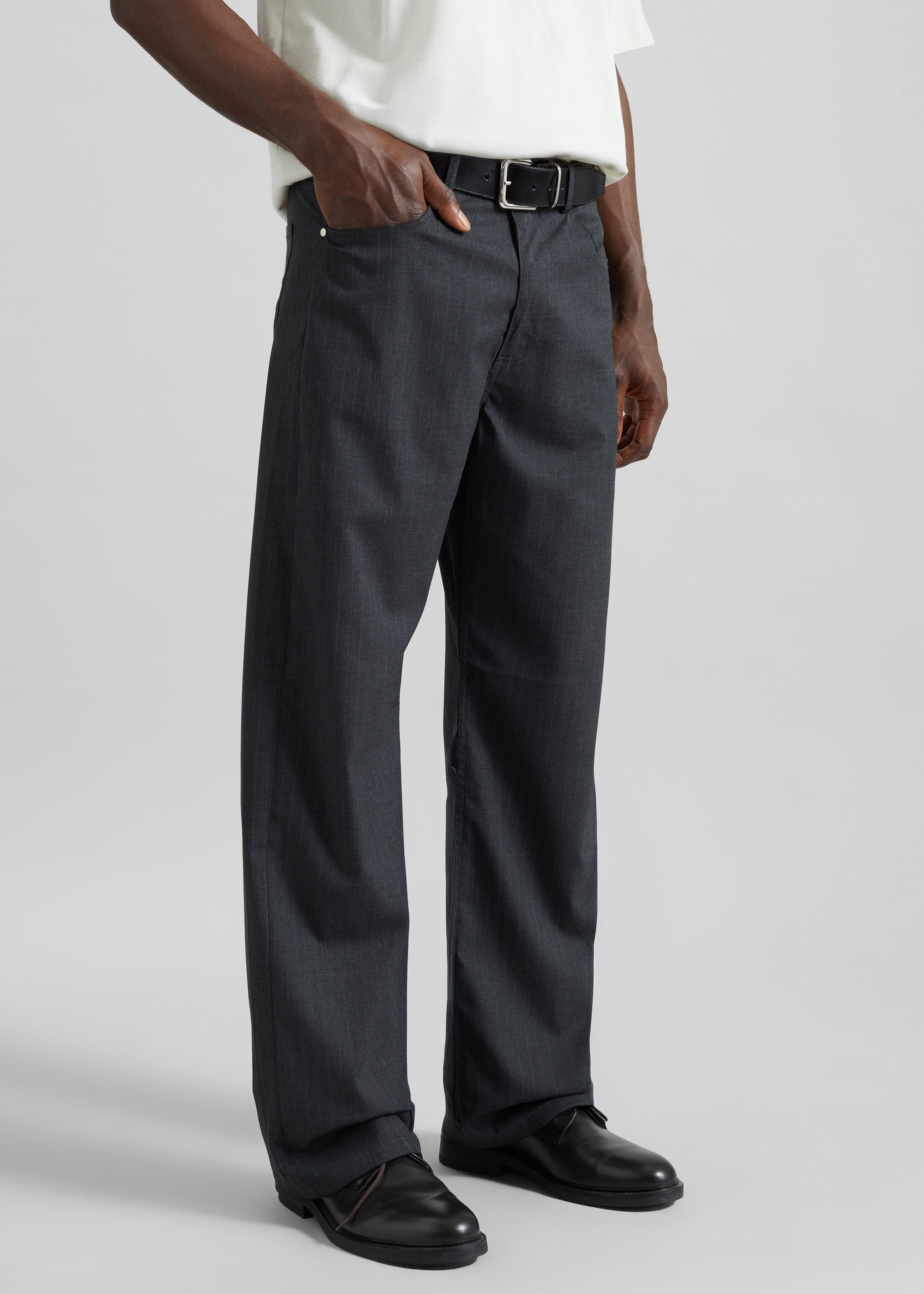 Trieste Straight Pants - Charcoal Pinstripe - 5