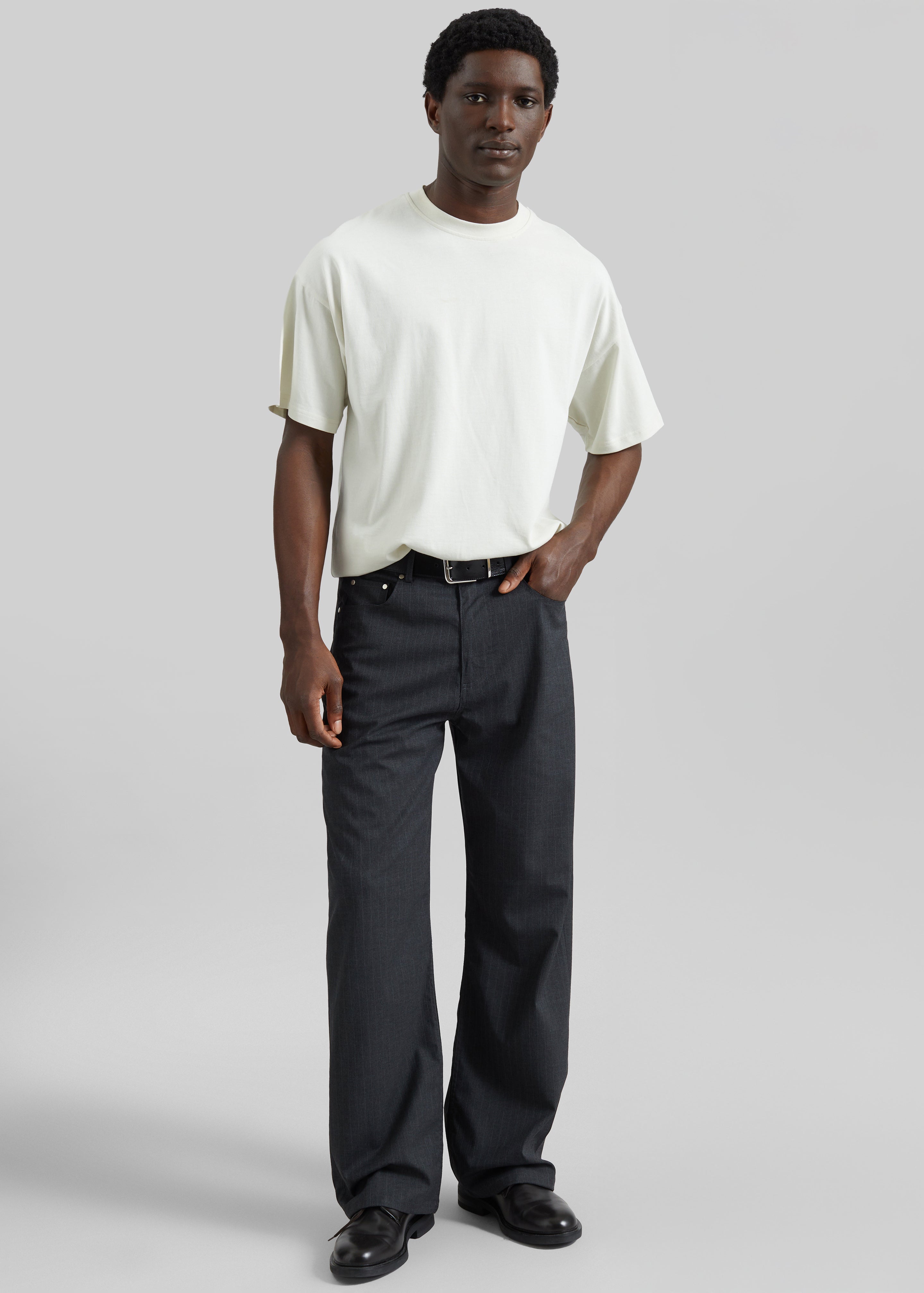 Trieste Straight Pants - Charcoal Pinstripe - 1