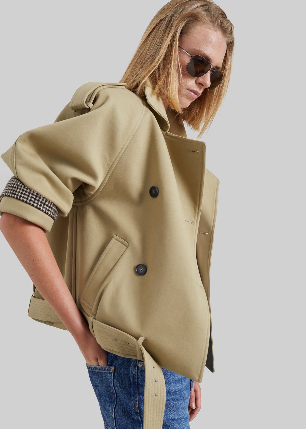 Trina Short Trench Coat - Beige