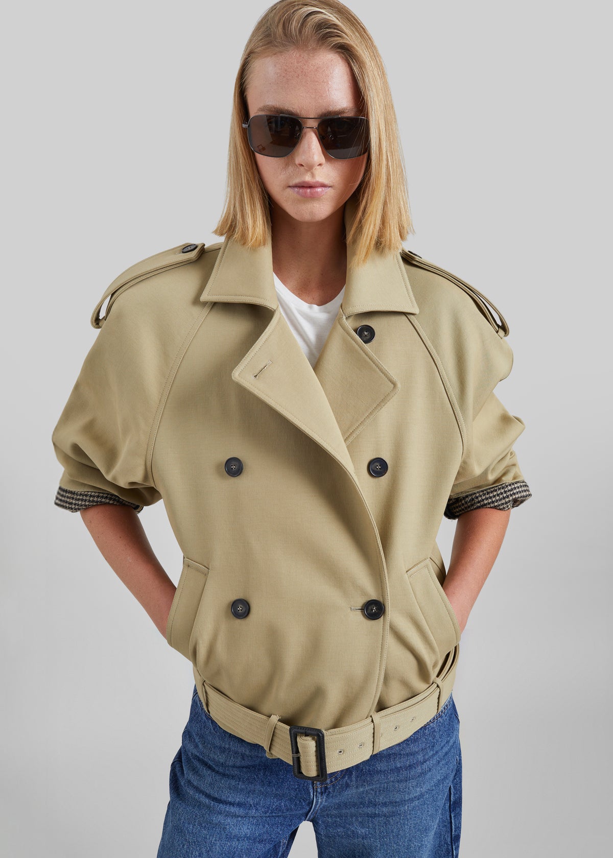Trina Short Trench Coat - Beige