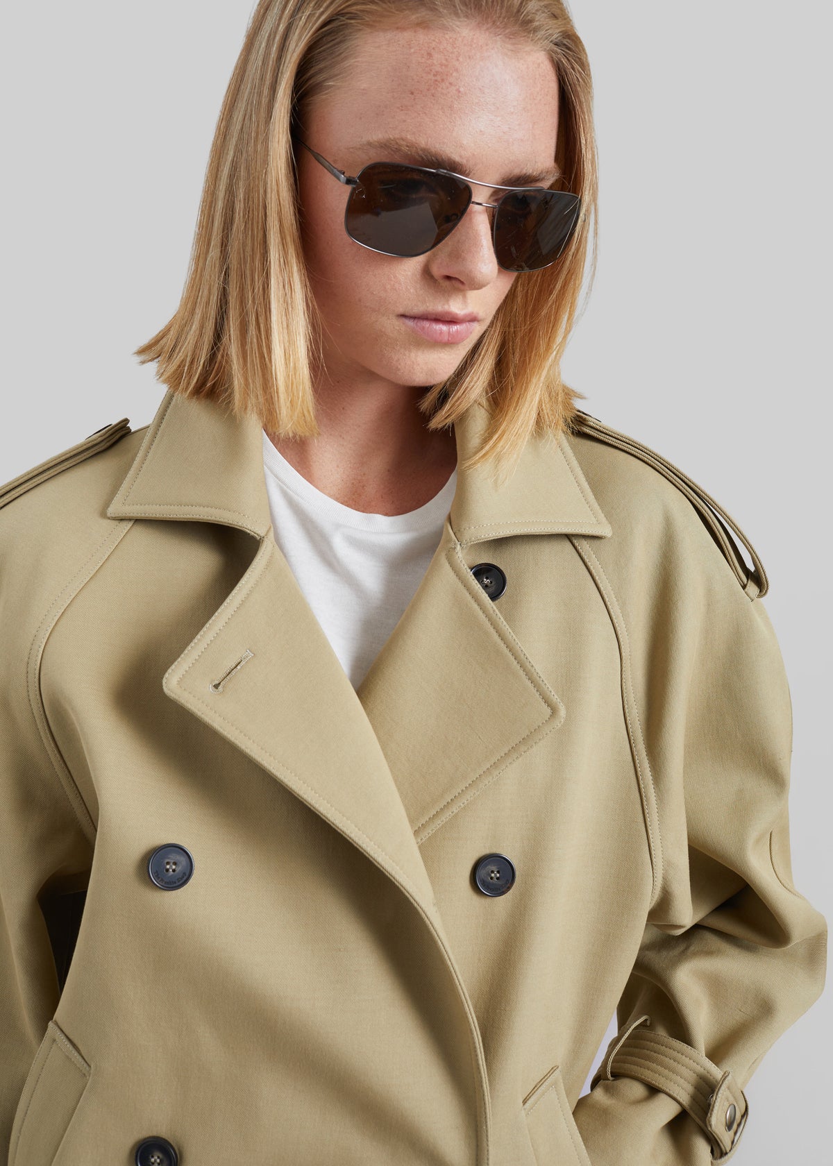 Trina Short Trench Coat - Beige