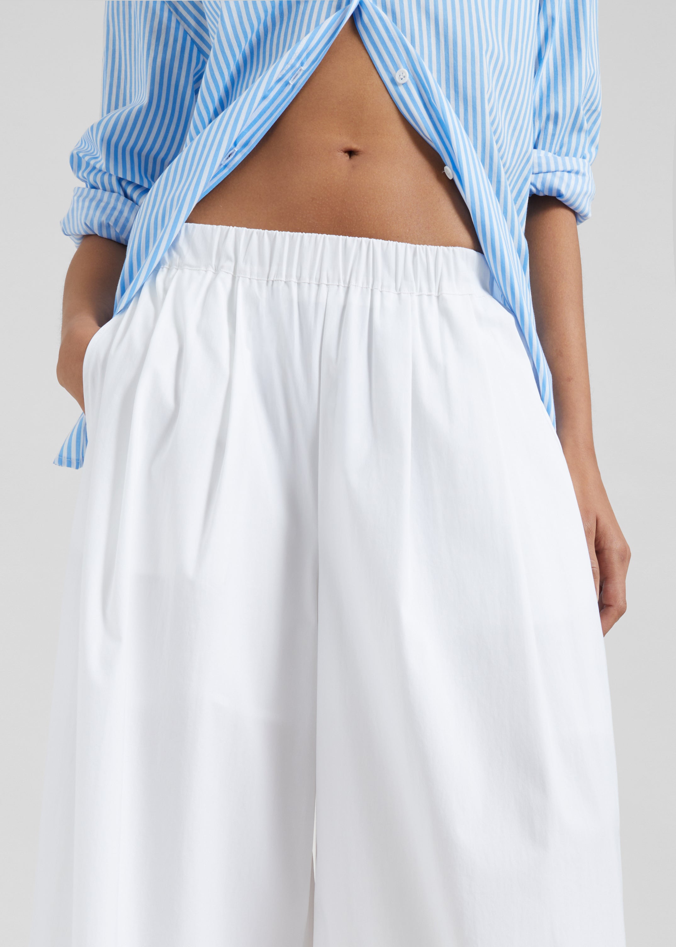 Trivio Poplin Wide Leg Pants - White - 3