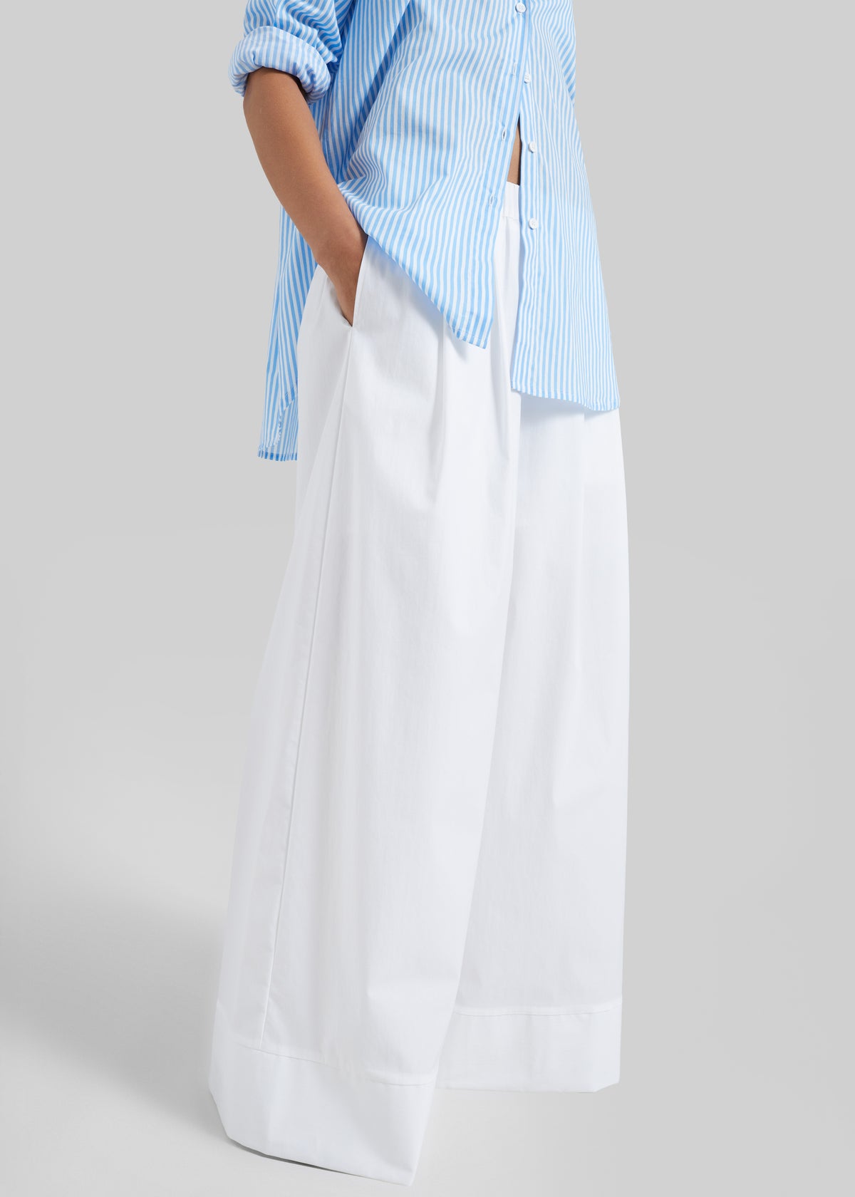 Trivio Poplin Wide Leg Pants - White - 2