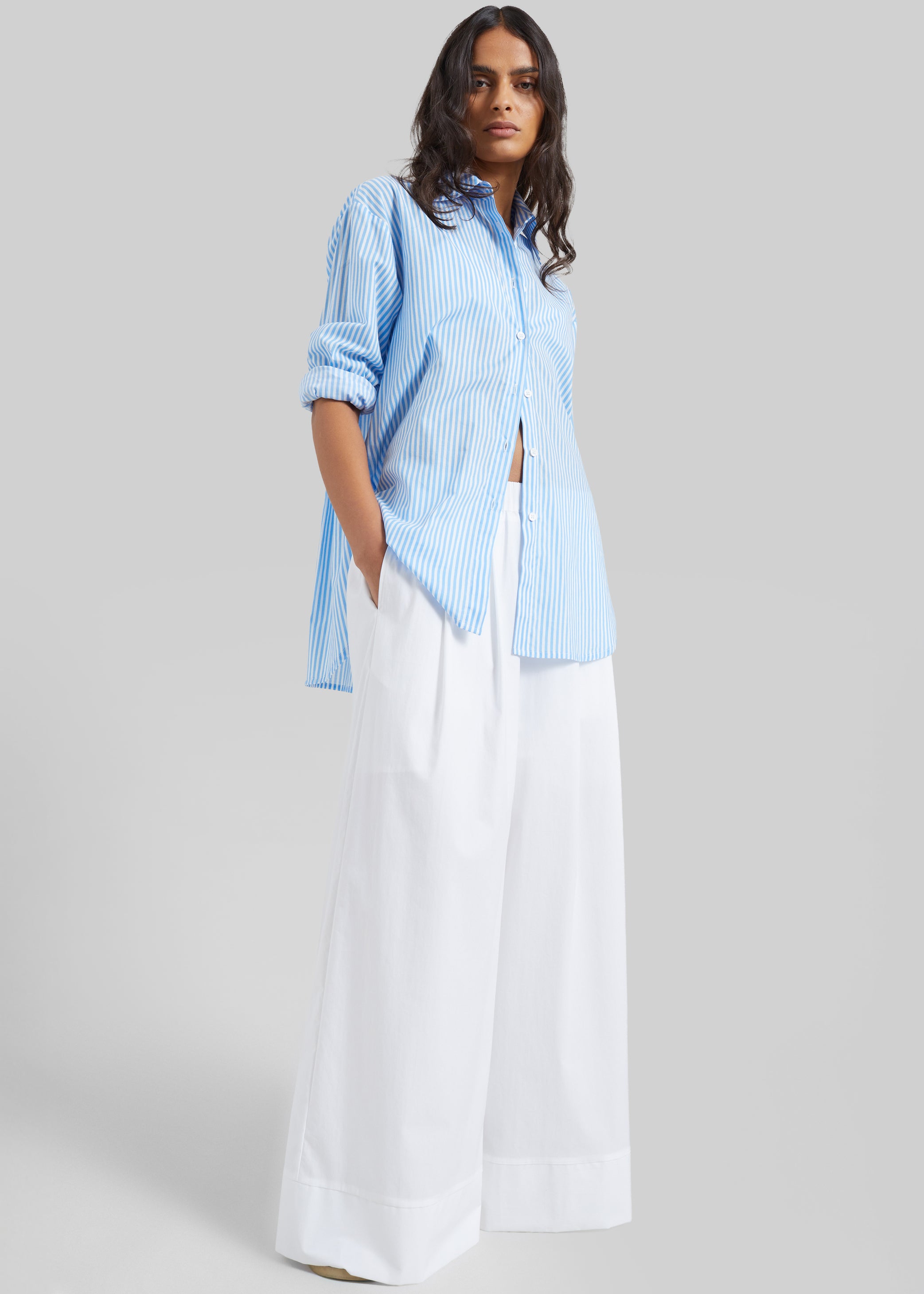 Shop the look image for Trivio Poplin Wide Leg Pants - White