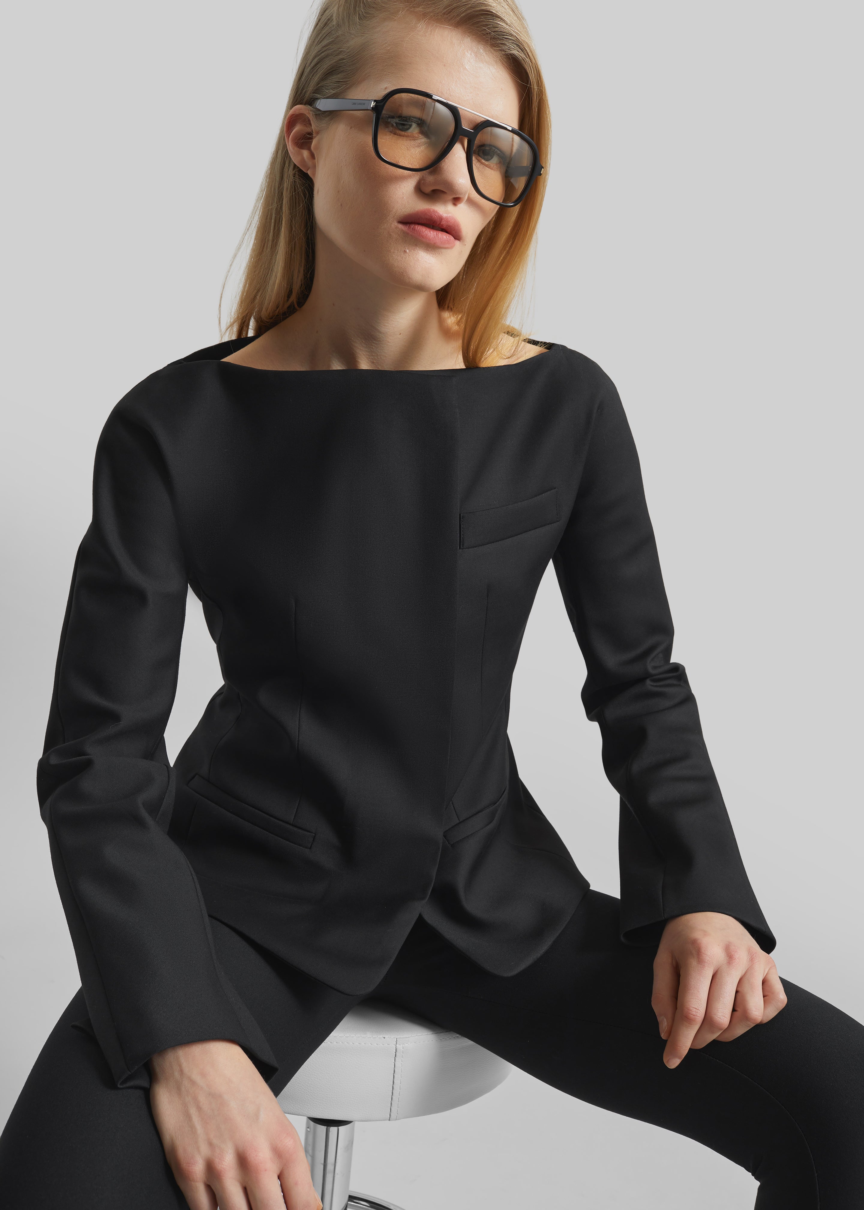The Frankie Shop ブラック テーラードジャケット XS Troense Boatneck Tailored Blazer - Black – The Frankie Shop