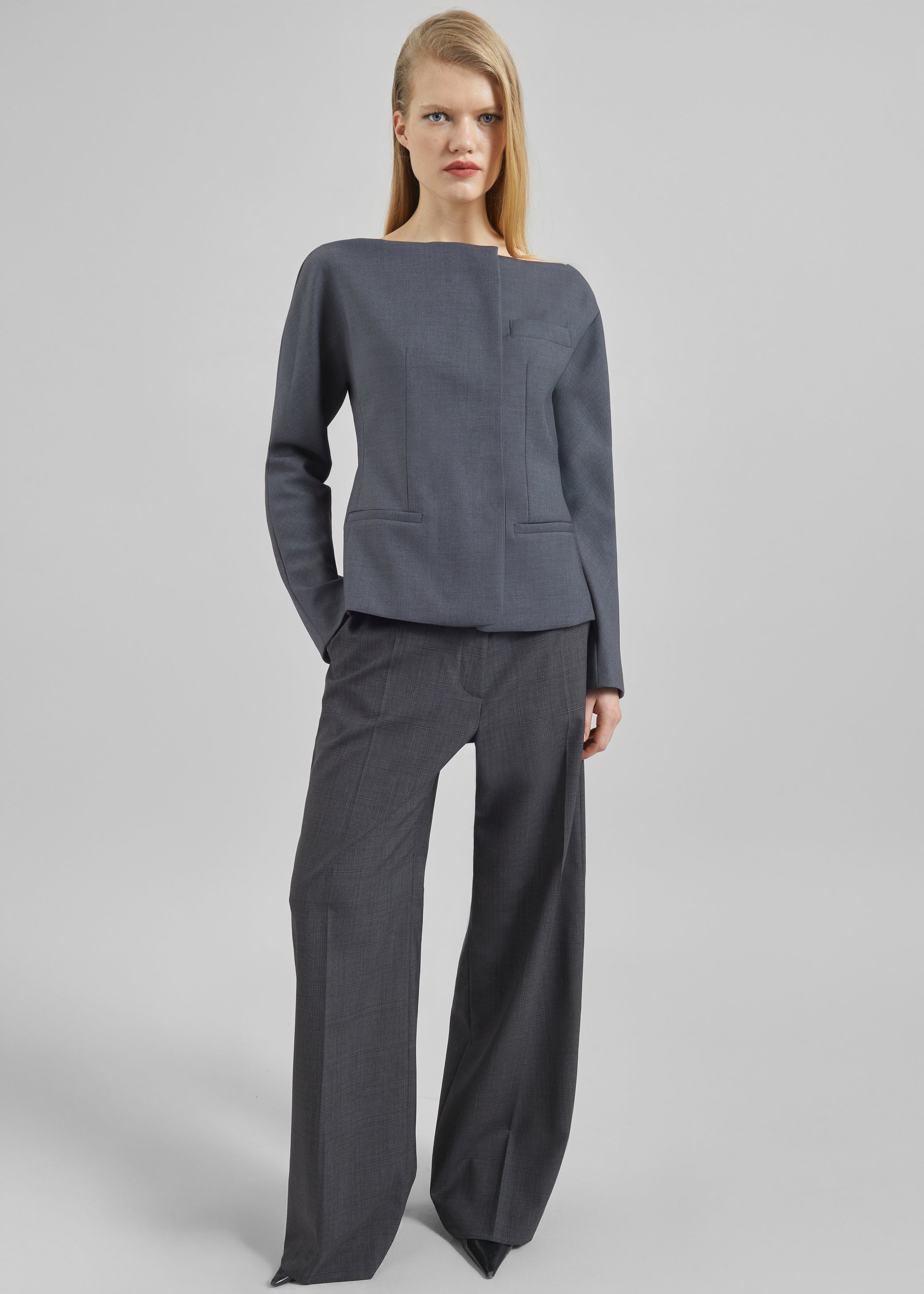 Shop the look image for Troense Boatneck Tailored Blazer - Grey