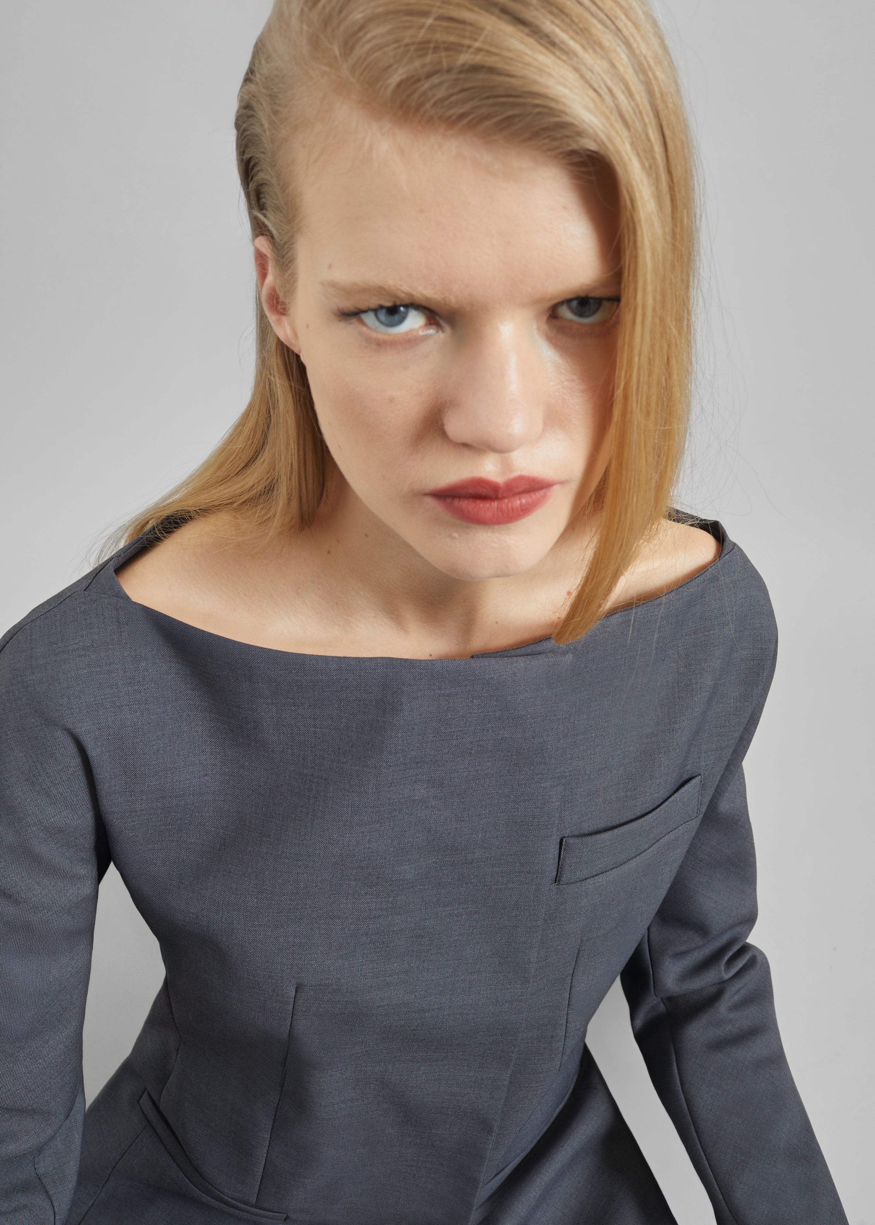 Troense Boatneck Tailored Blazer - Grey - 4