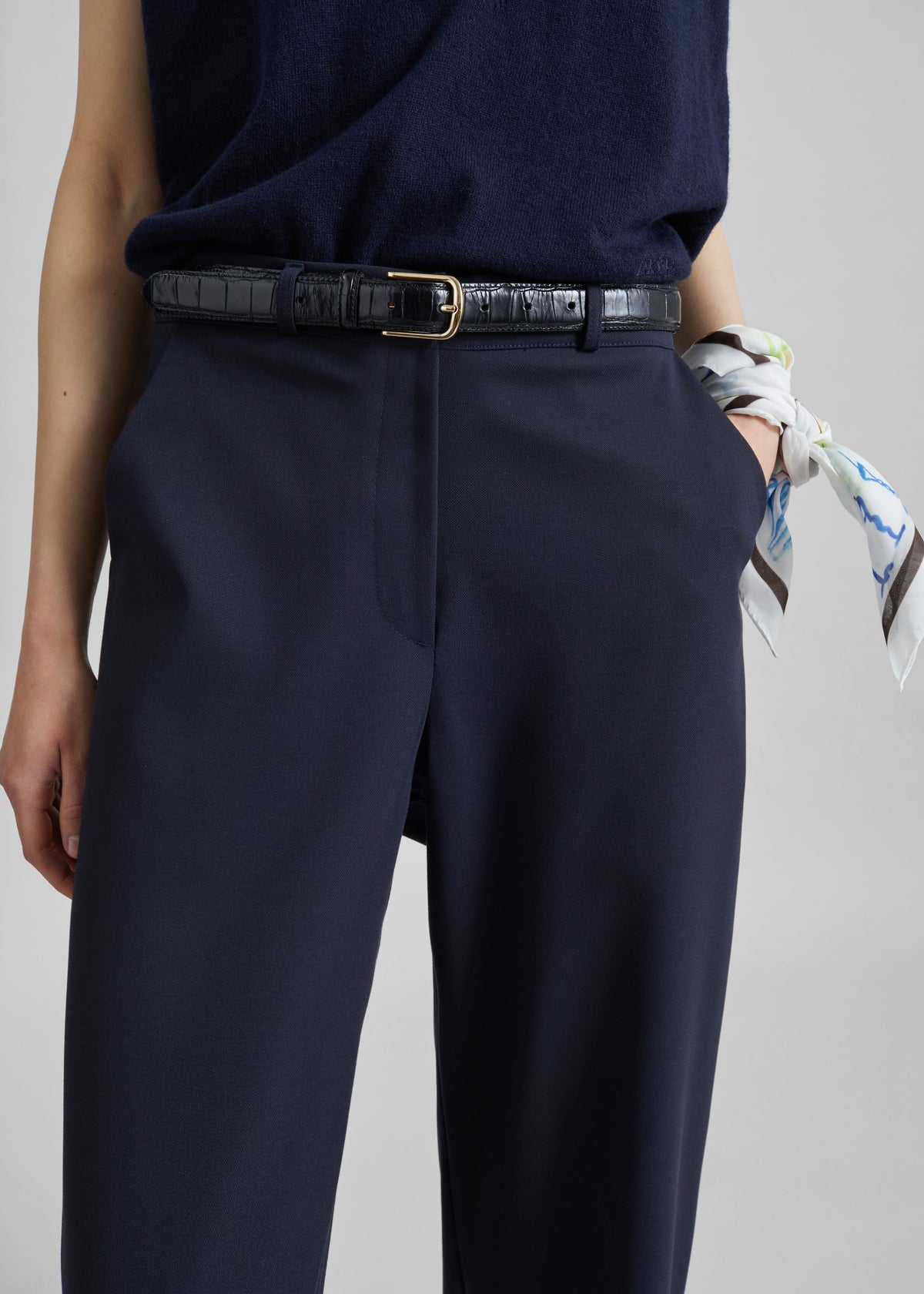 Trofa Curved Trousers - Navy - 3