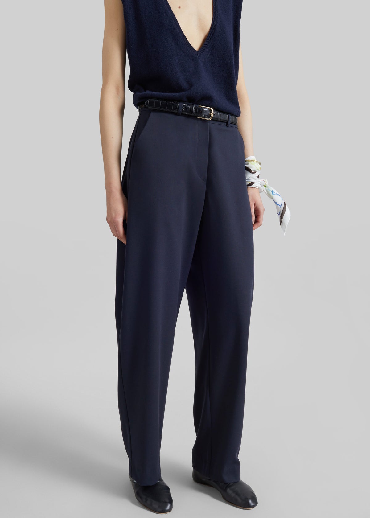 Trofa Curved Trousers - Navy - 2