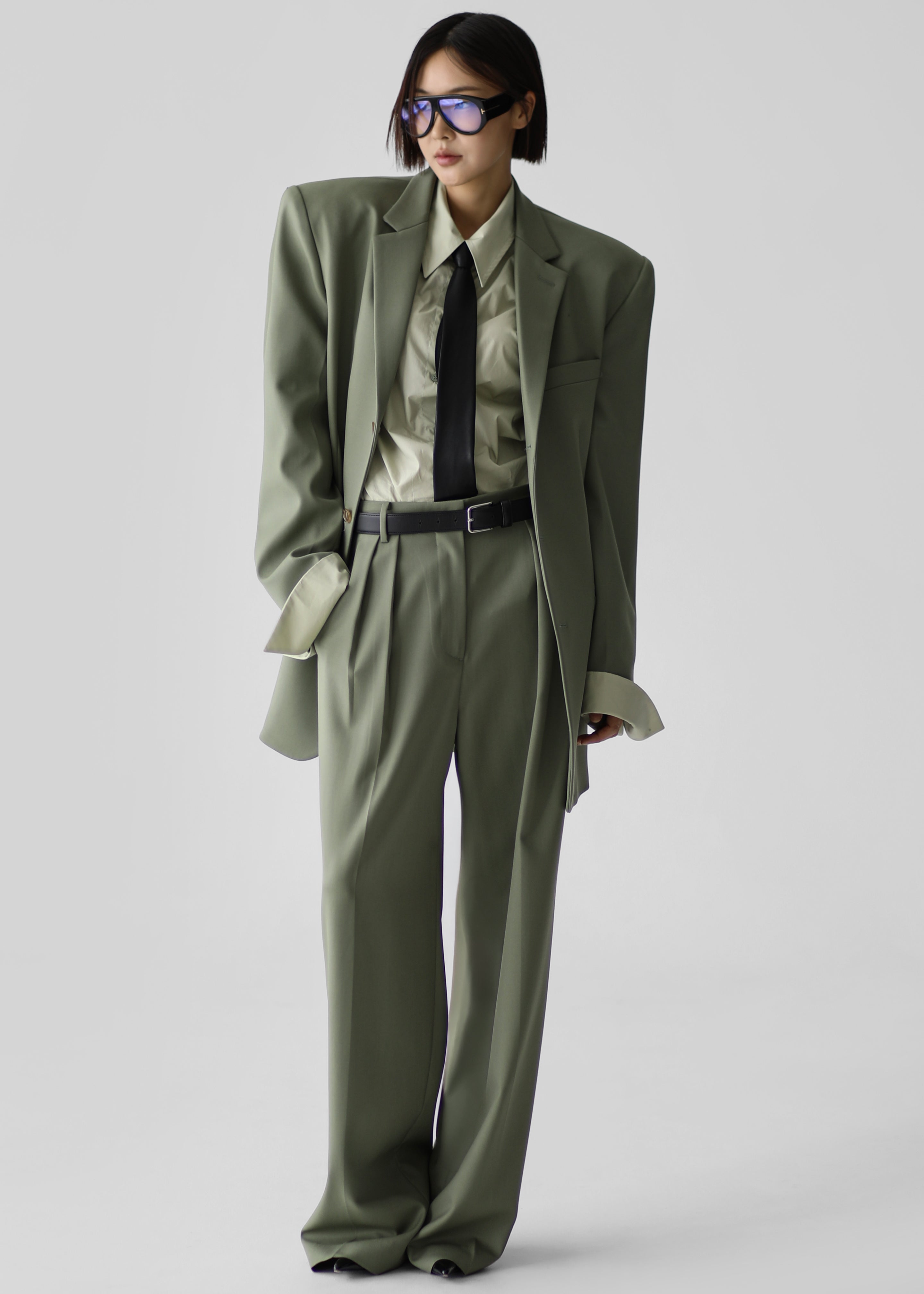 Trosa Straight Trousers - Pale Olive - 1