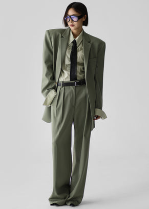 Trosa Straight Trousers - Pale Olive
