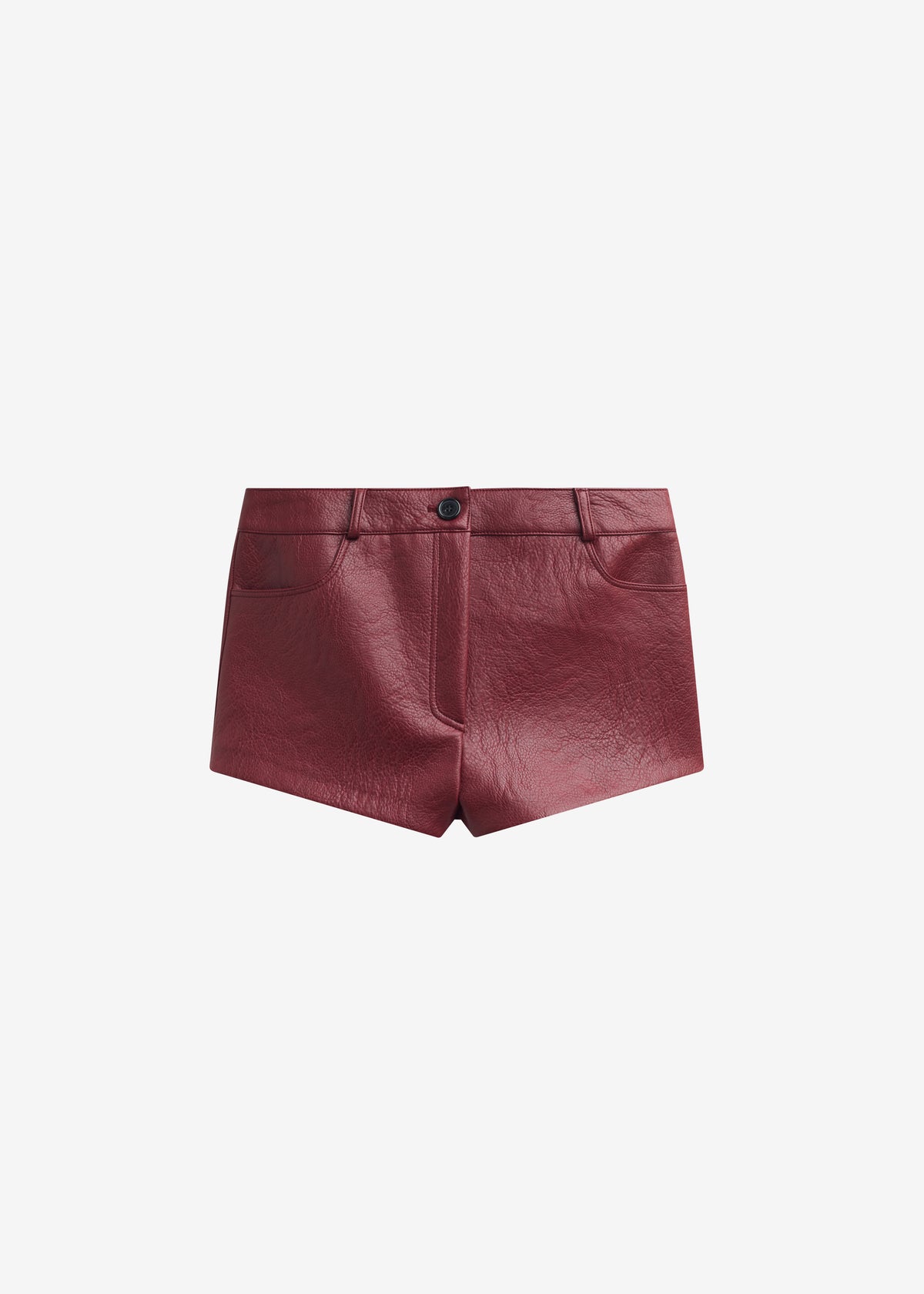 Troye Faux Leather Hot Pants - Burgundy - 8