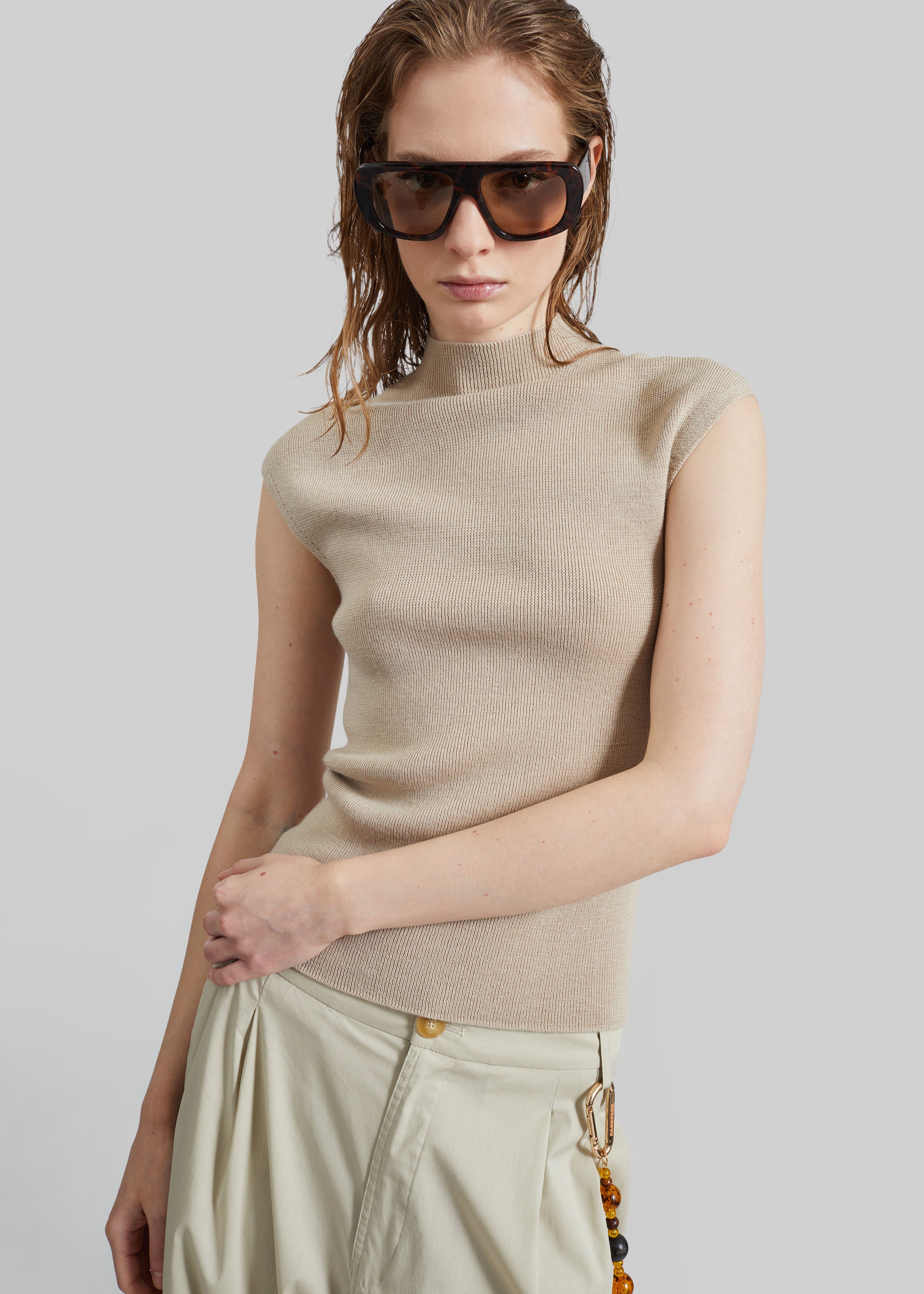 Troyes Knit Top - Beige - 1
