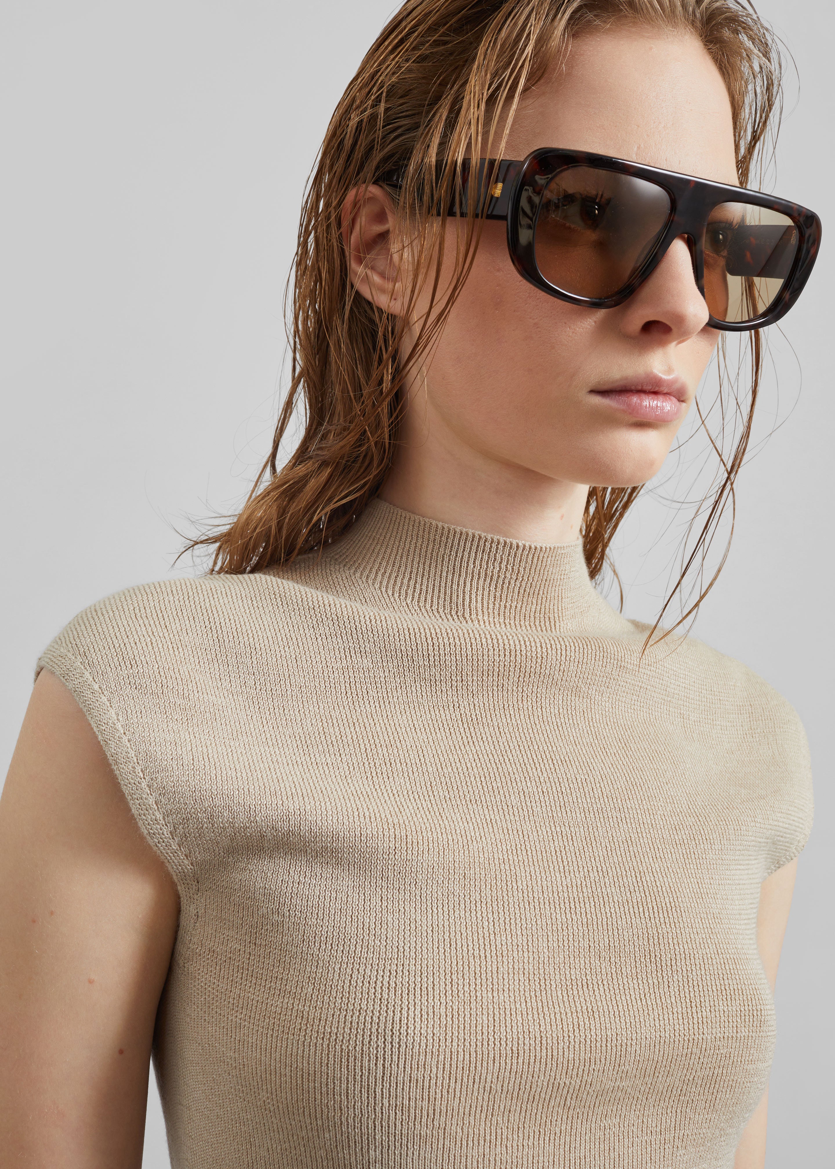 Troyes Knit Top - Beige - 2