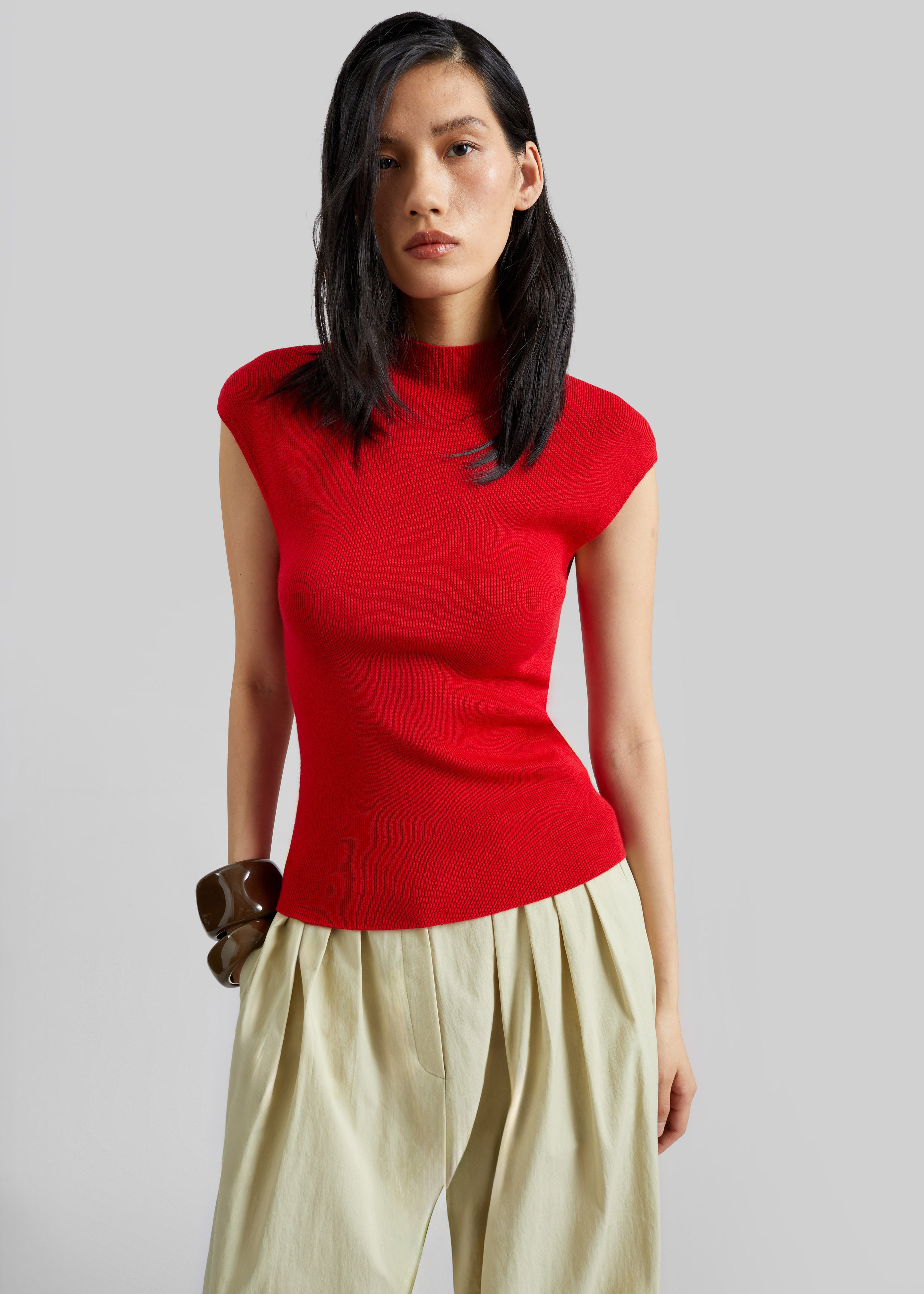 Troyes Knit Top - Red - 2