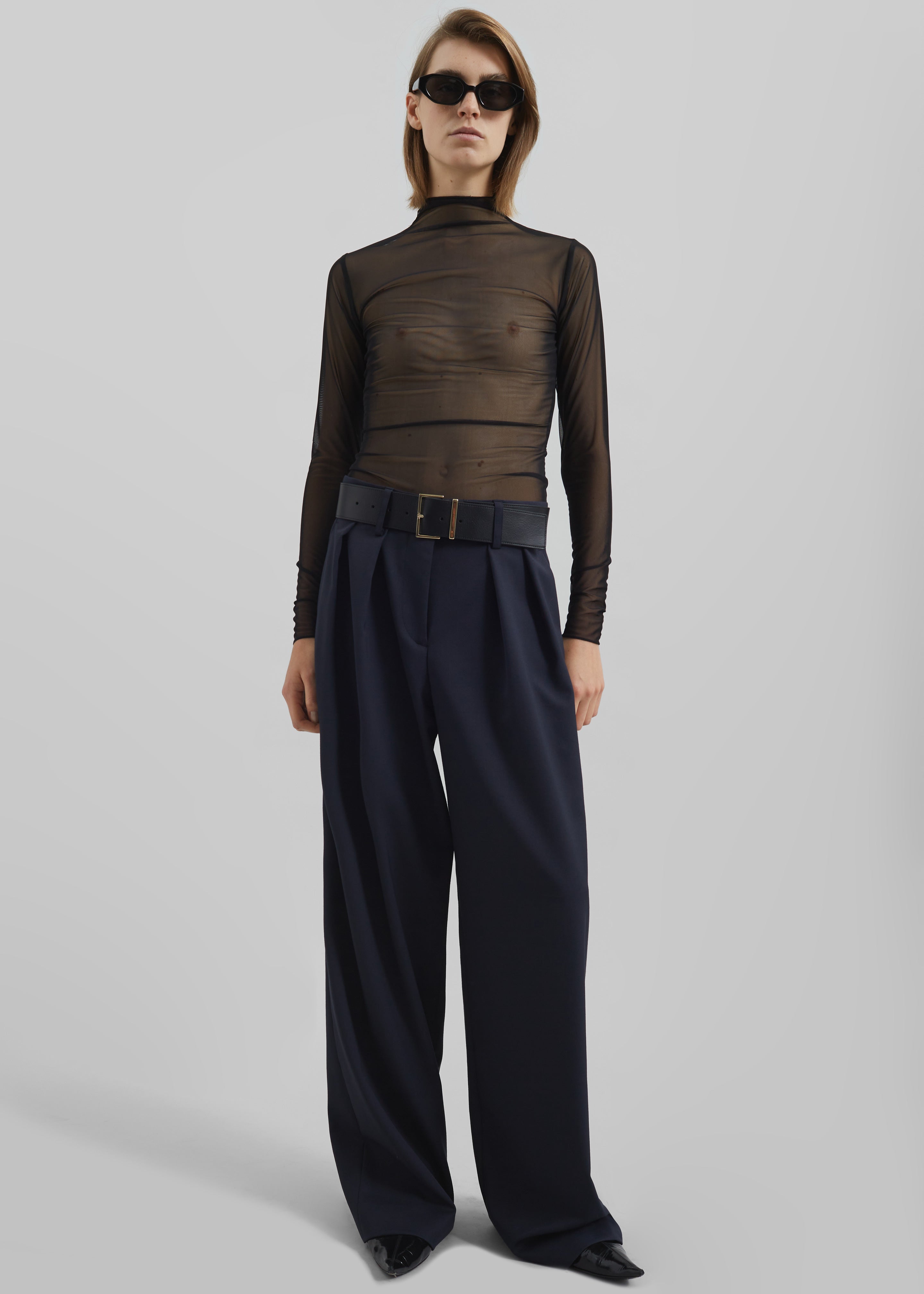 Tulia Long Sleeve Mesh Tee - Black – The Frankie Shop