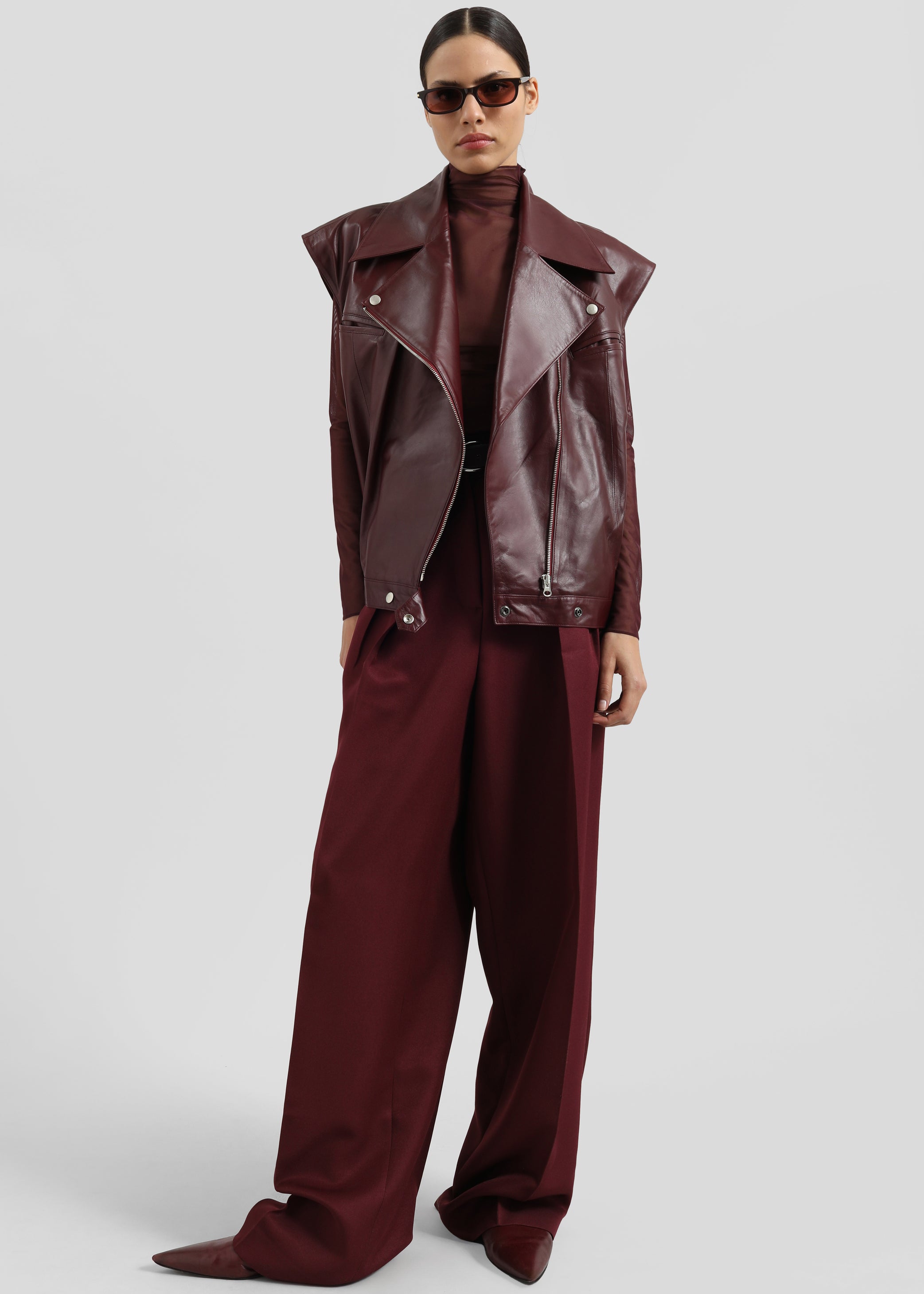 Shop the look image for Tulia Long Sleeve Mesh Tee - Burgundy