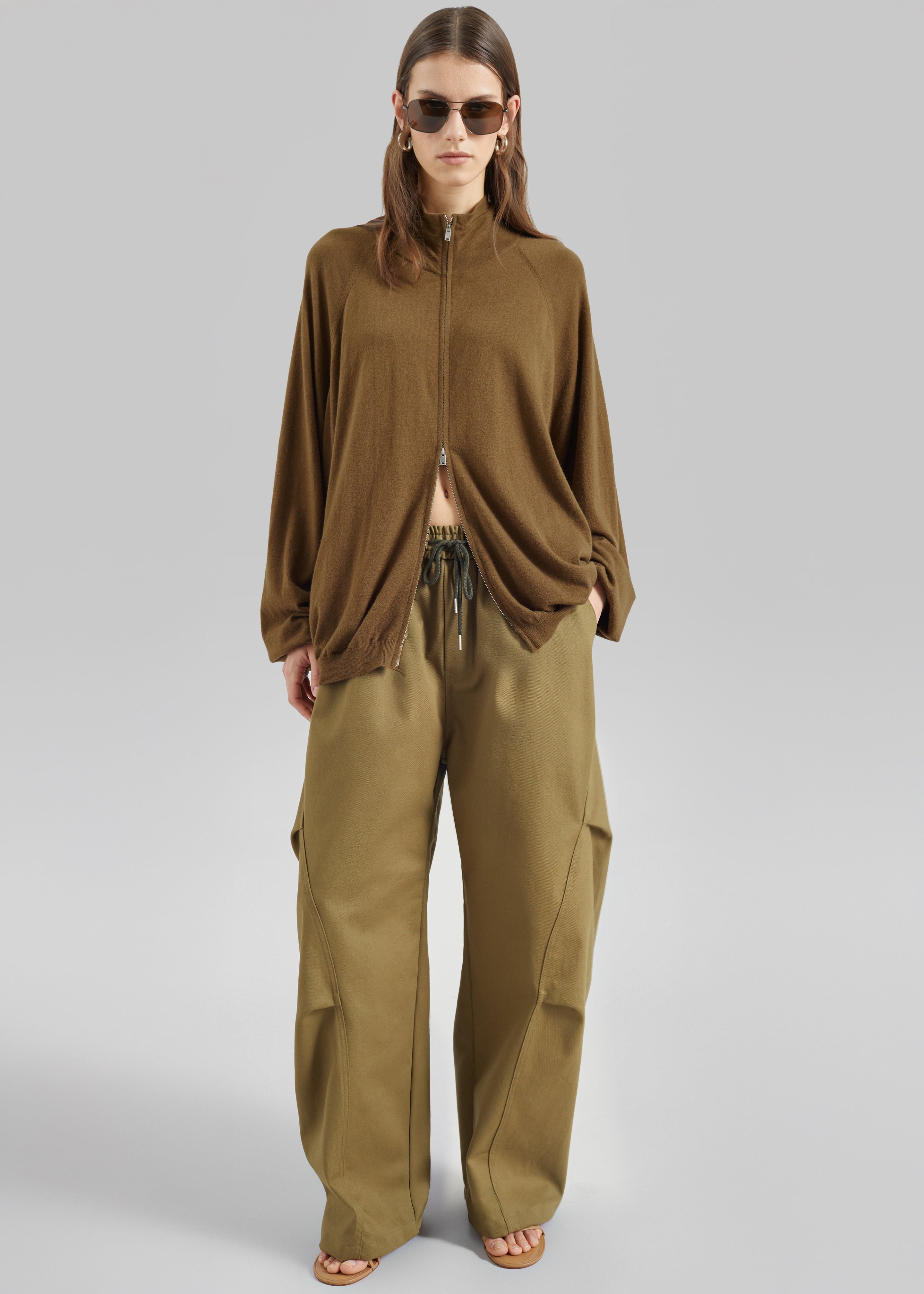 Tulsa Curved Pants - Dark Olive – The Frankie Shop