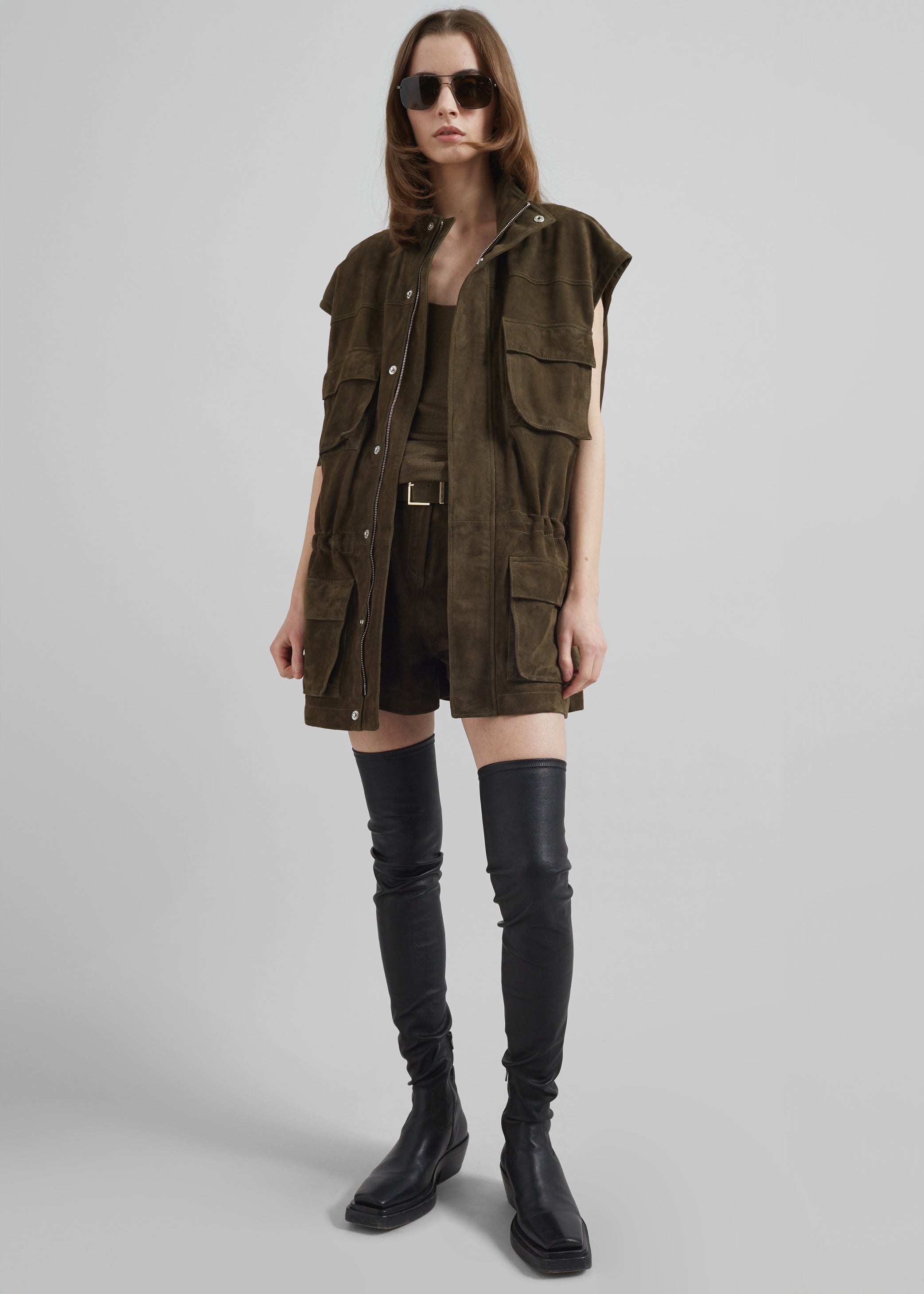 Shop the look image for Turin Suede Cargo Jacket - Khaki